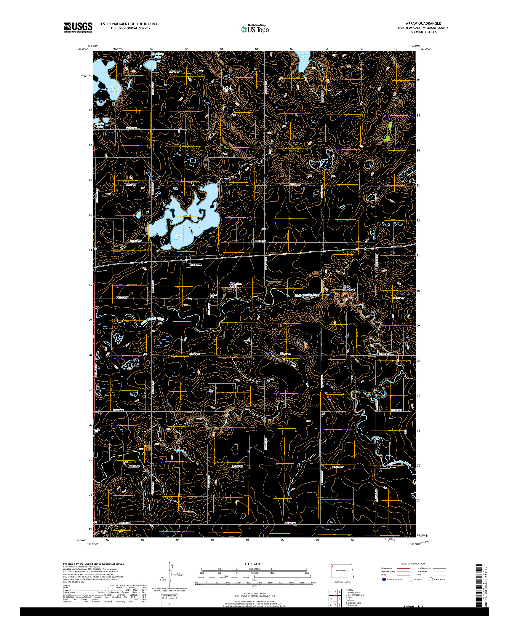 USGS US TOPO 7.5-MINUTE MAP FOR APPAM, ND 2017