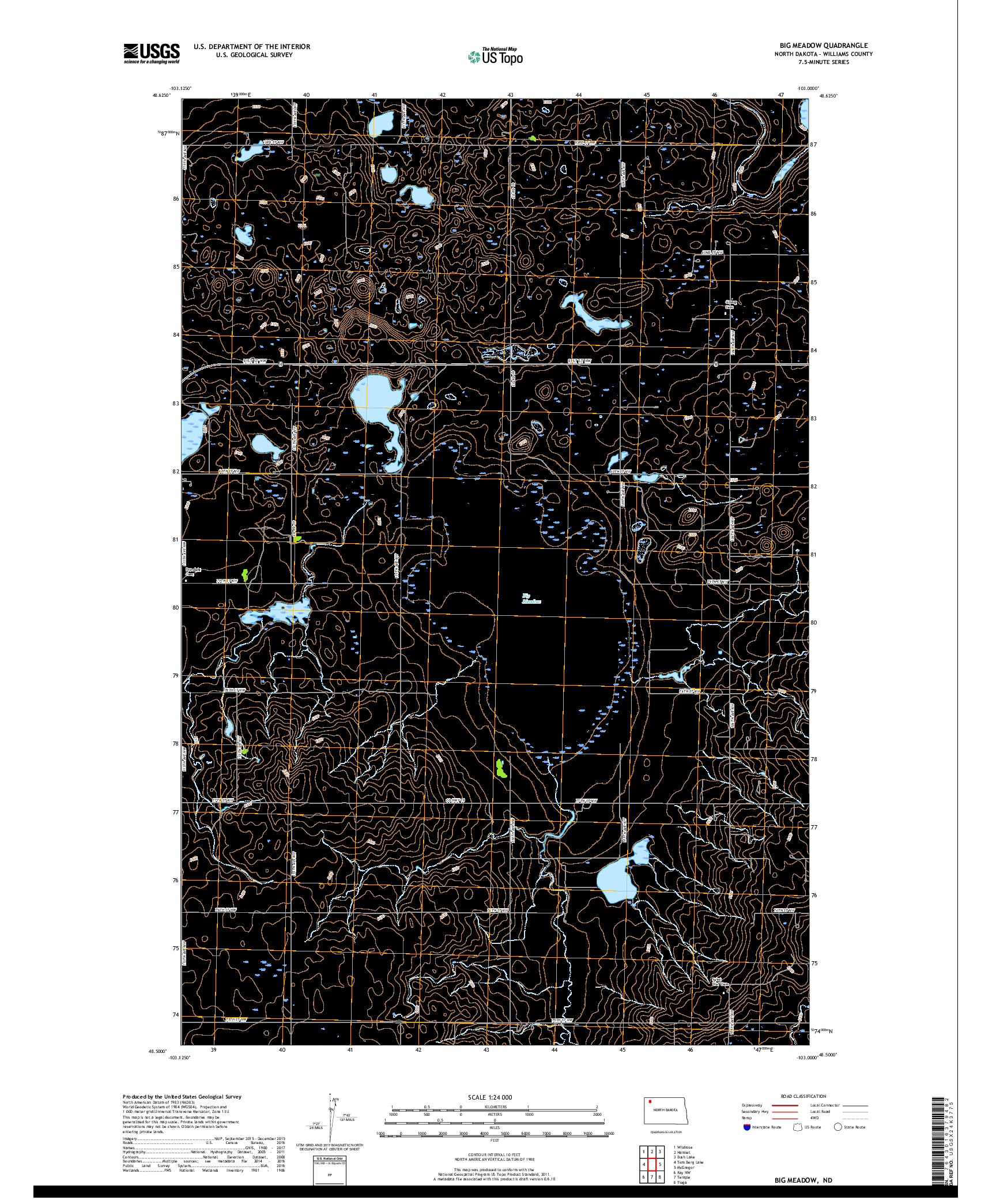 USGS US TOPO 7.5-MINUTE MAP FOR BIG MEADOW, ND 2017