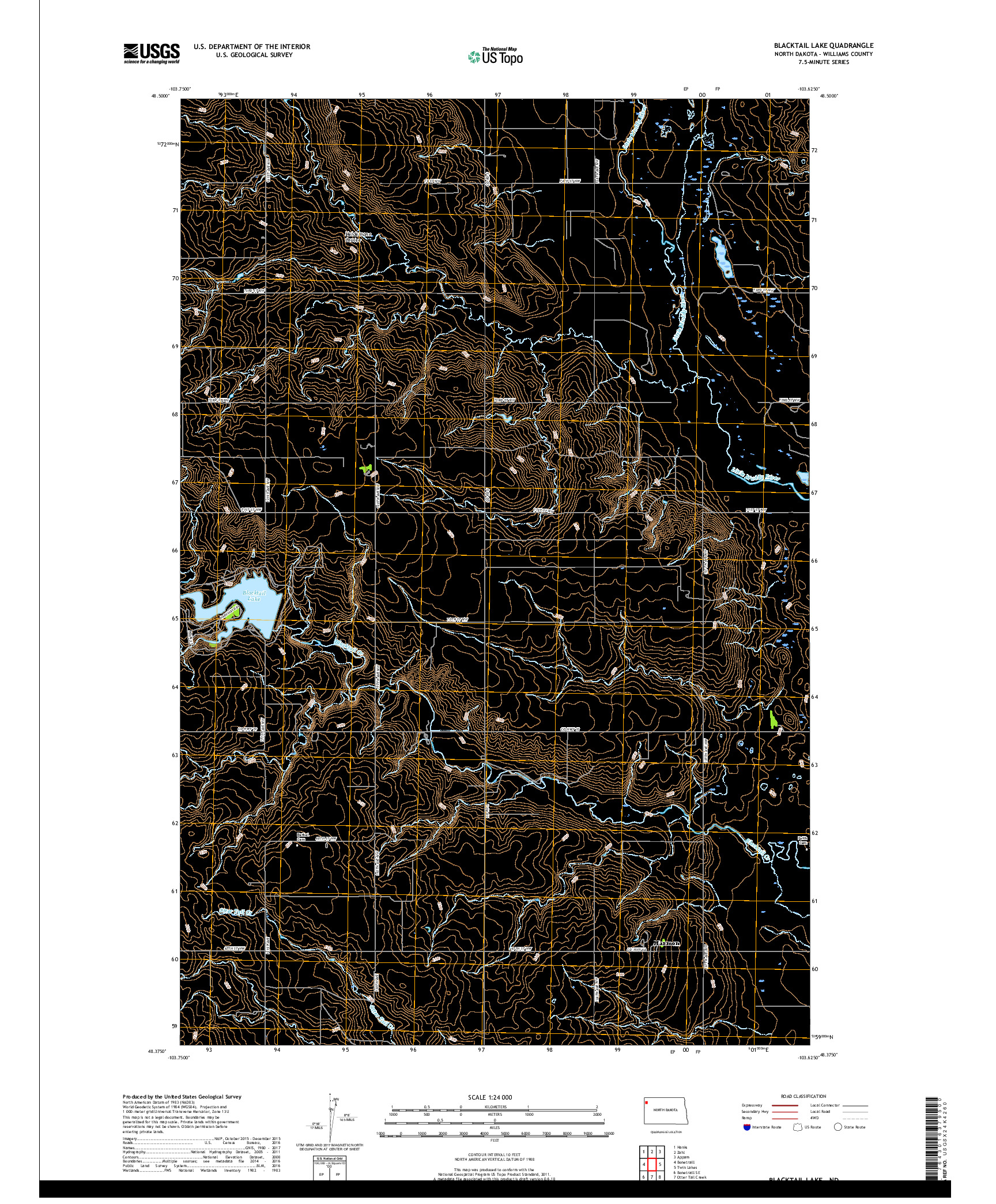 USGS US TOPO 7.5-MINUTE MAP FOR BLACKTAIL LAKE, ND 2017