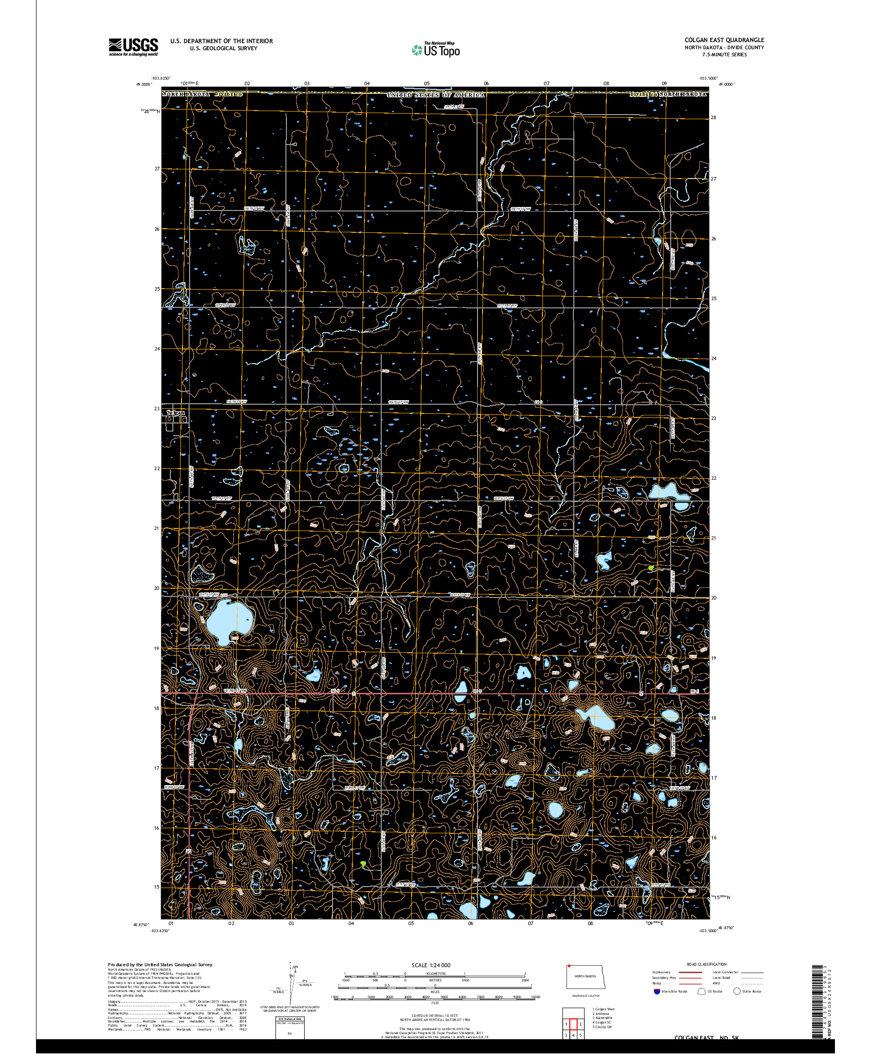 USGS US TOPO 7.5-MINUTE MAP FOR COLGAN EAST, ND,SK 2017