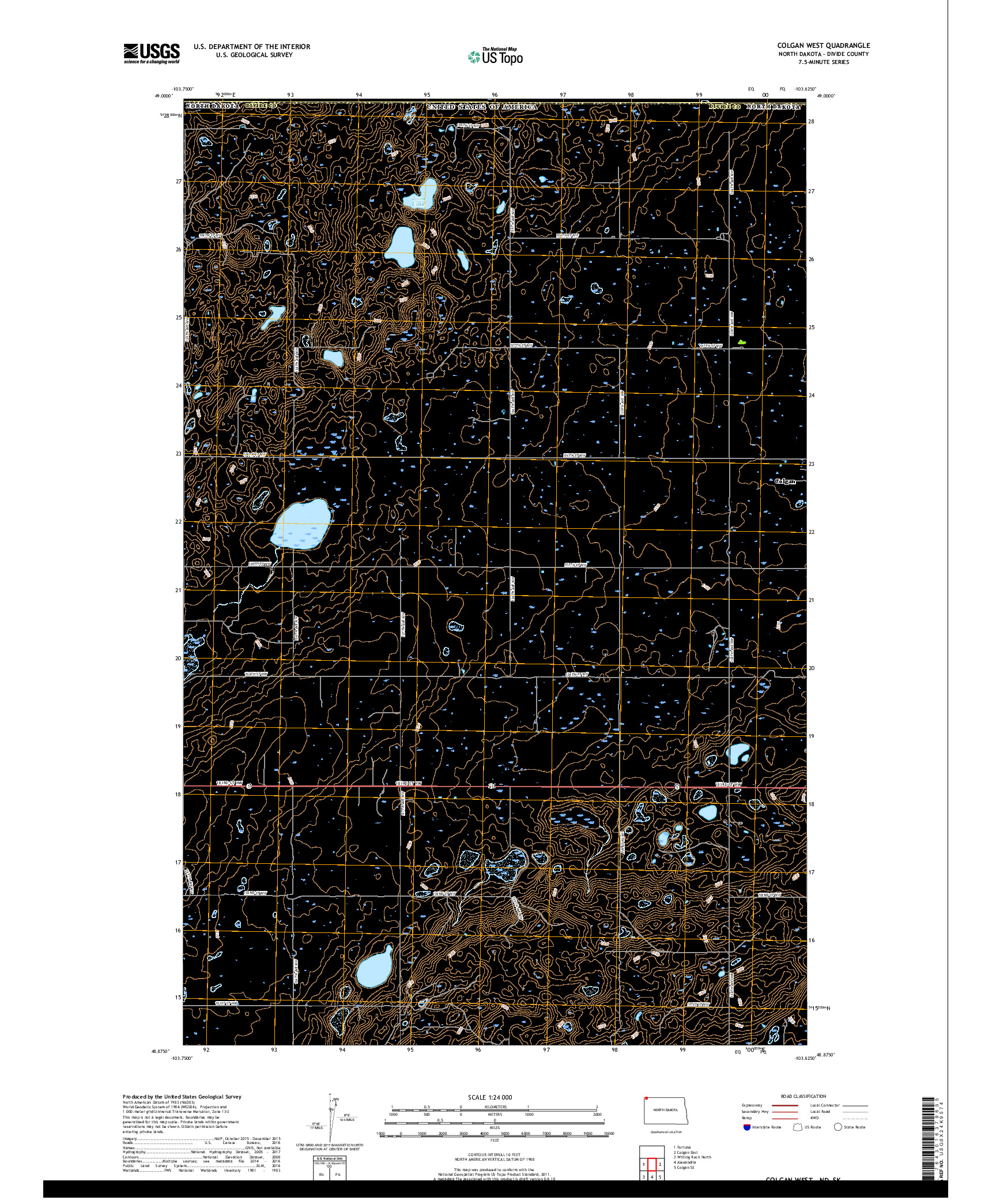 USGS US TOPO 7.5-MINUTE MAP FOR COLGAN WEST, ND,SK 2017