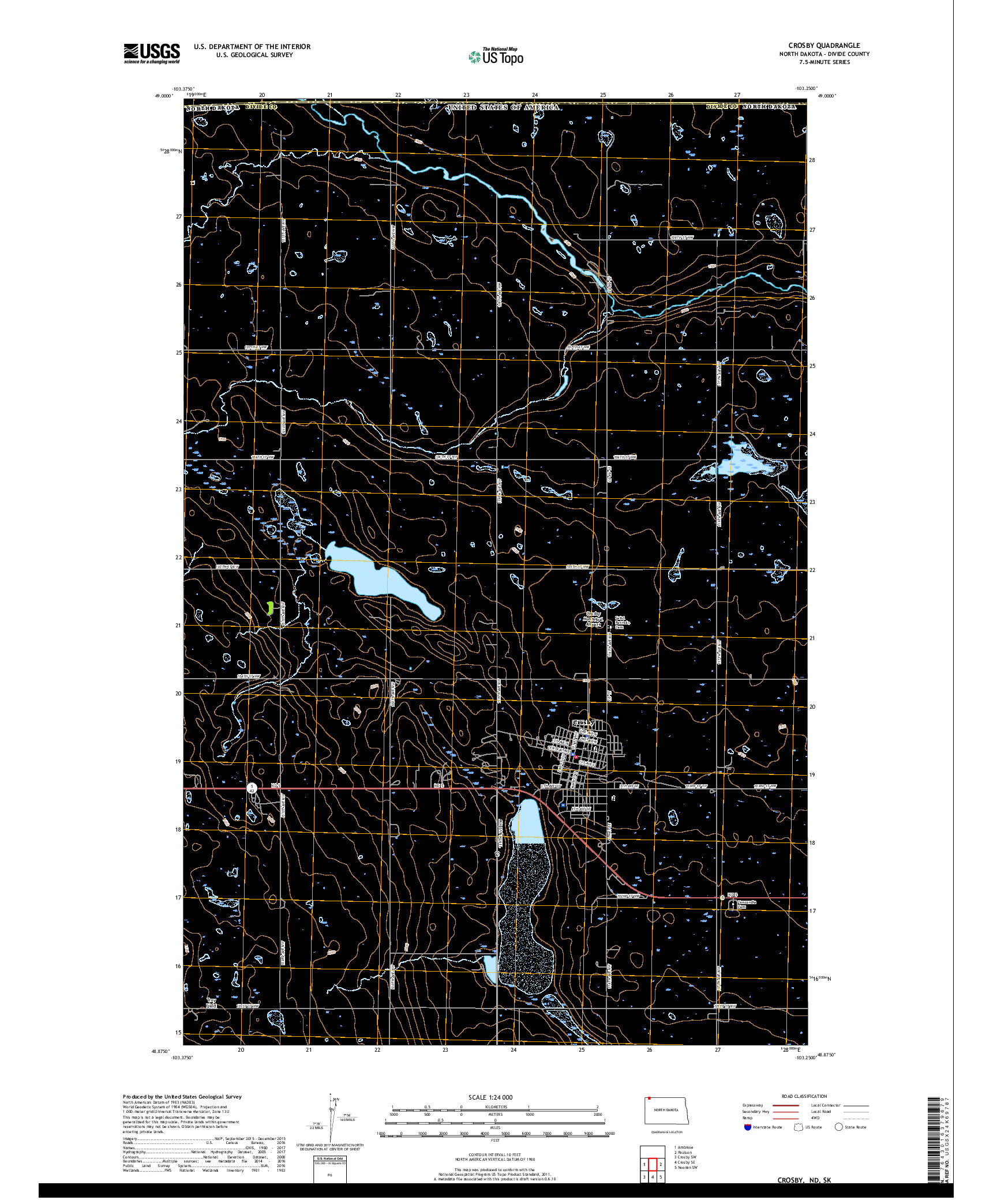 USGS US TOPO 7.5-MINUTE MAP FOR CROSBY, ND,SK 2017