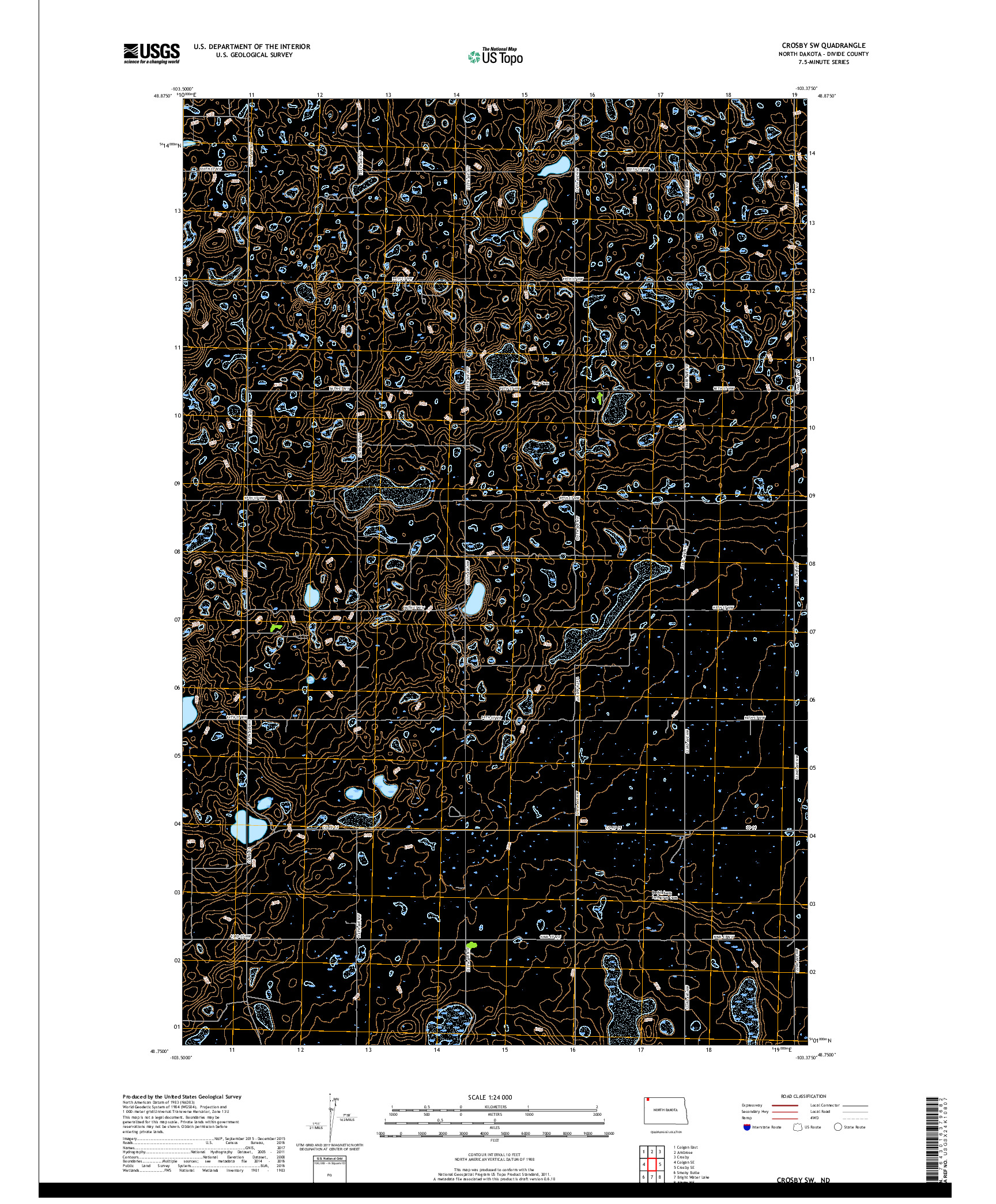 USGS US TOPO 7.5-MINUTE MAP FOR CROSBY SW, ND 2017