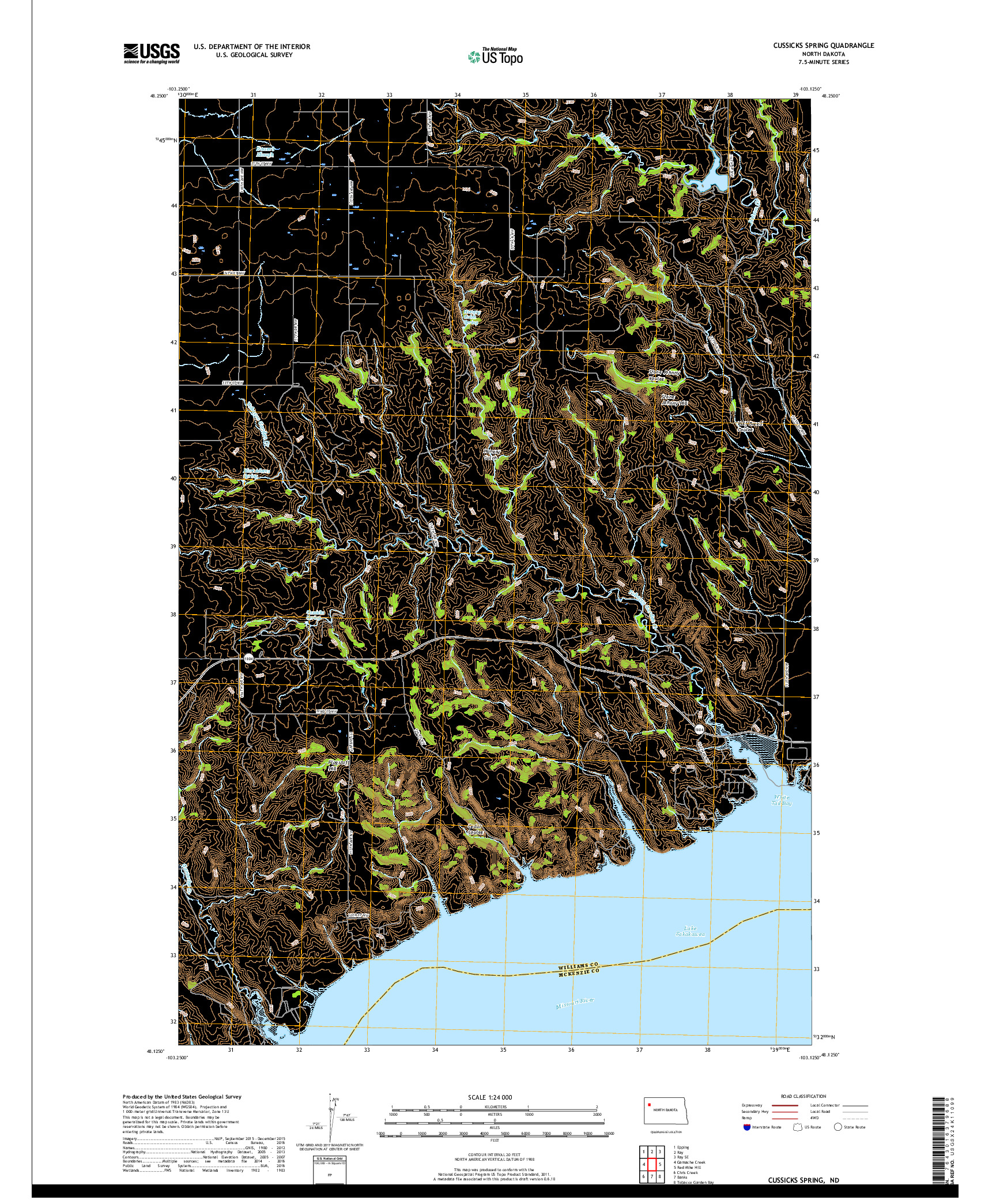 USGS US TOPO 7.5-MINUTE MAP FOR CUSSICKS SPRING, ND 2017