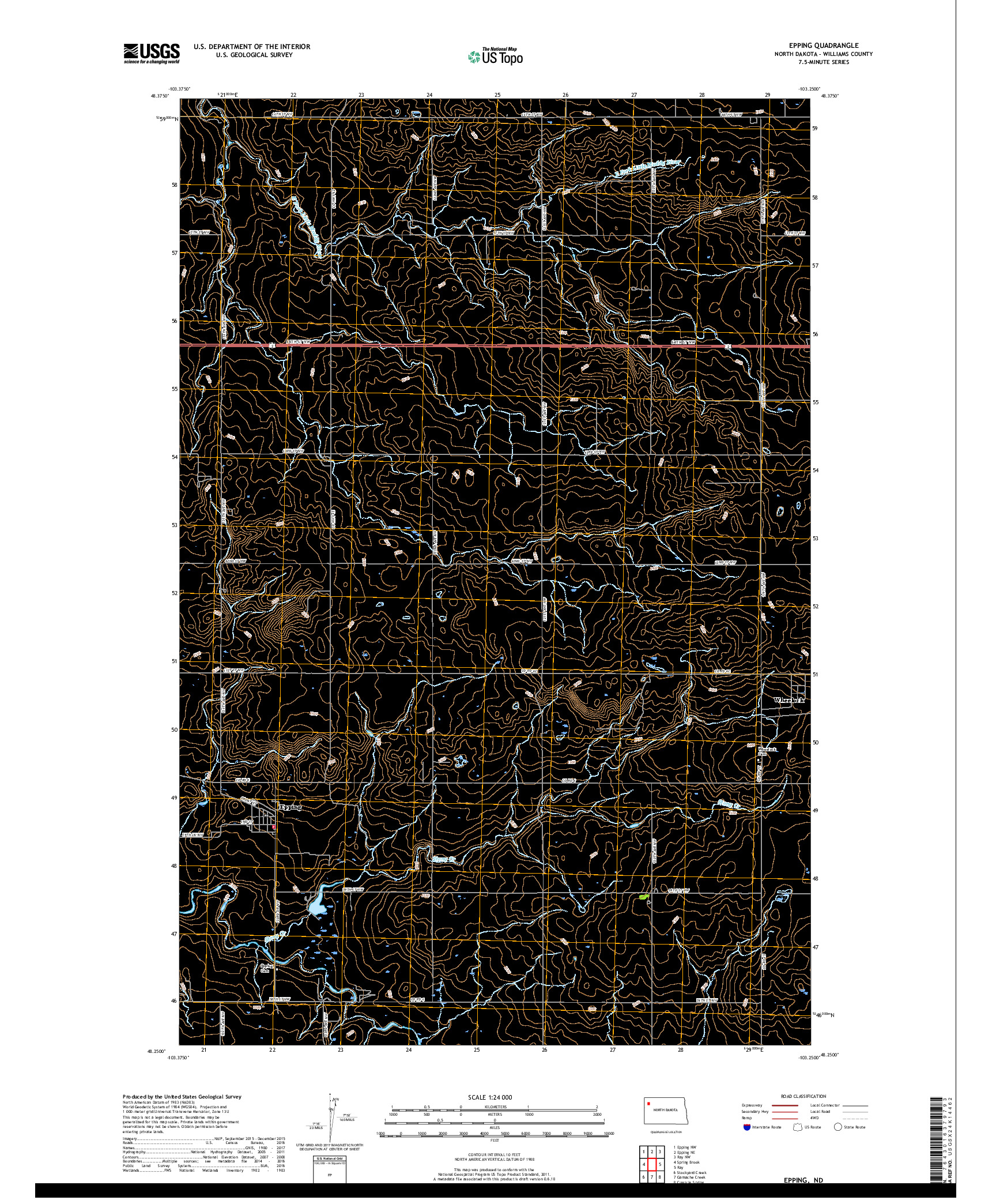 USGS US TOPO 7.5-MINUTE MAP FOR EPPING, ND 2017