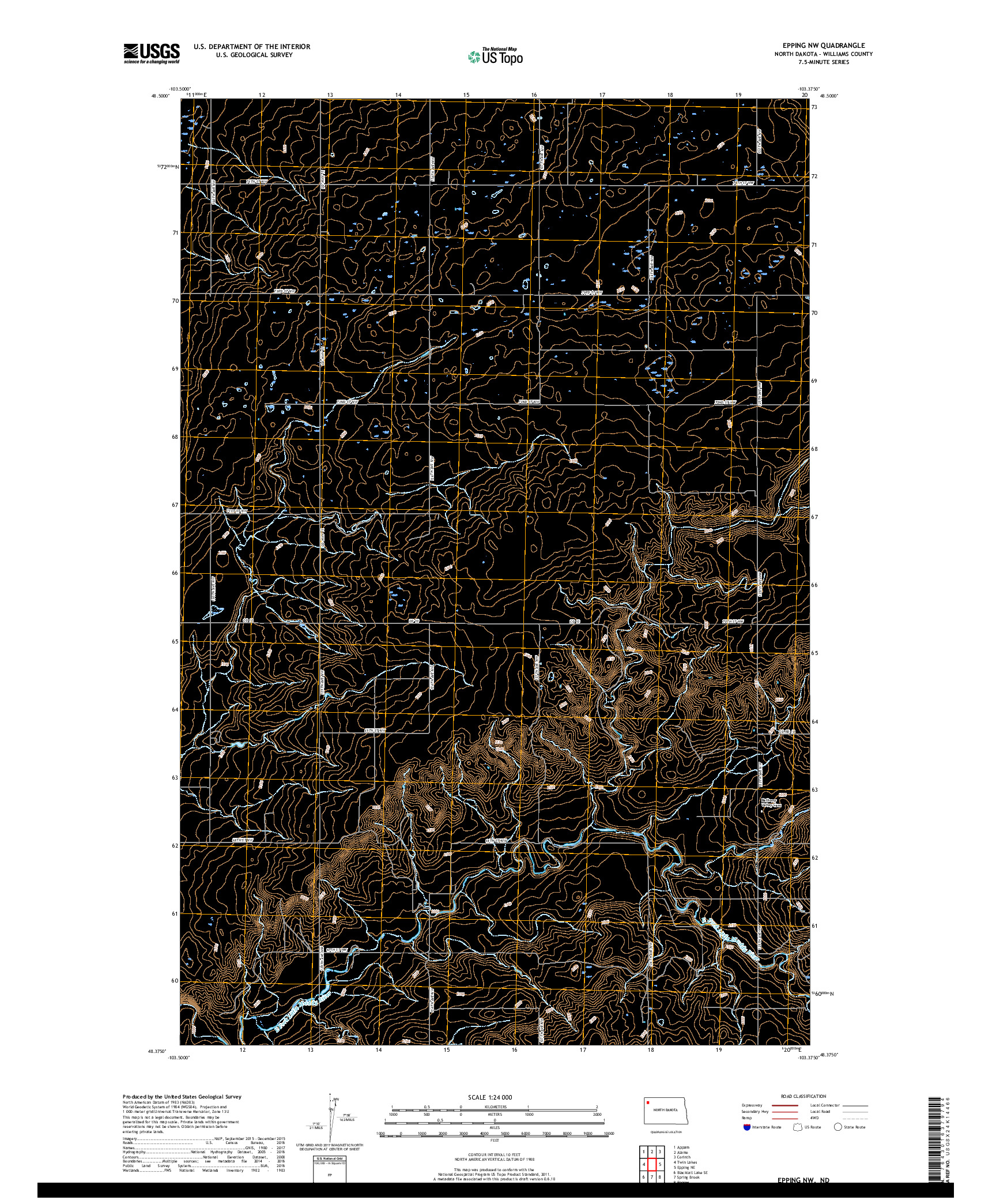 USGS US TOPO 7.5-MINUTE MAP FOR EPPING NW, ND 2017