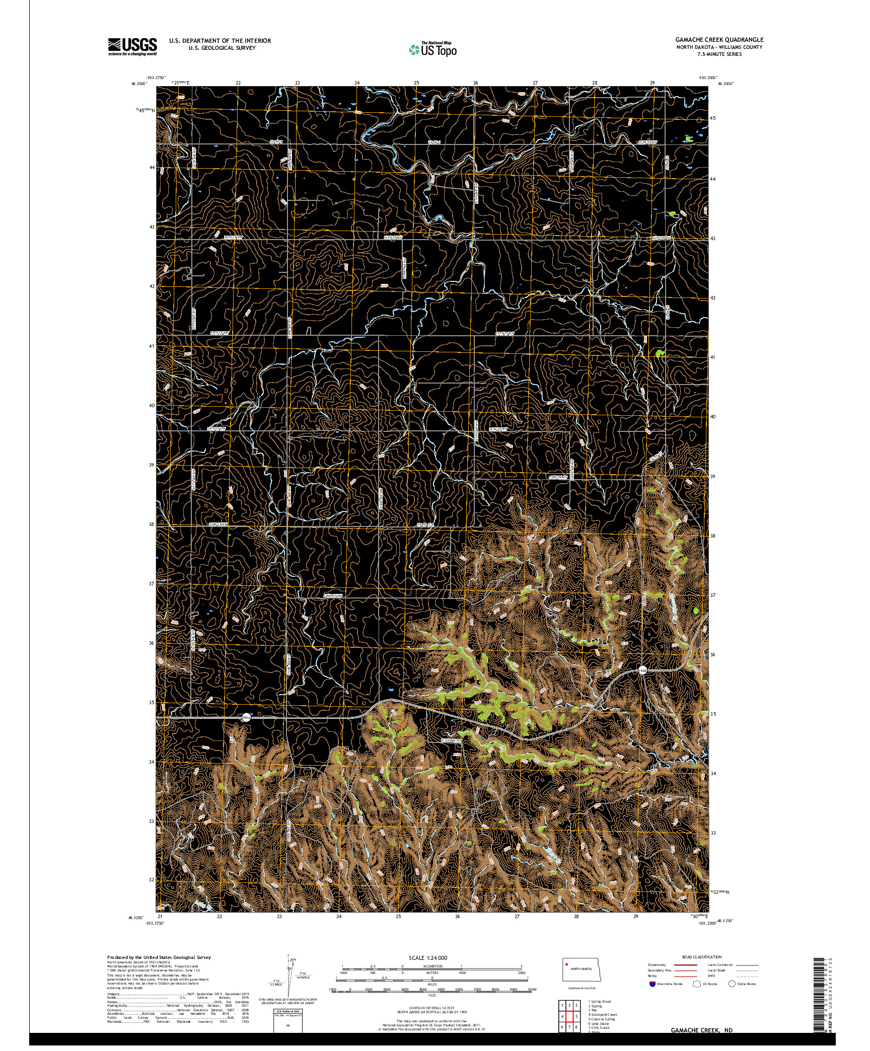 USGS US TOPO 7.5-MINUTE MAP FOR GAMACHE CREEK, ND 2017