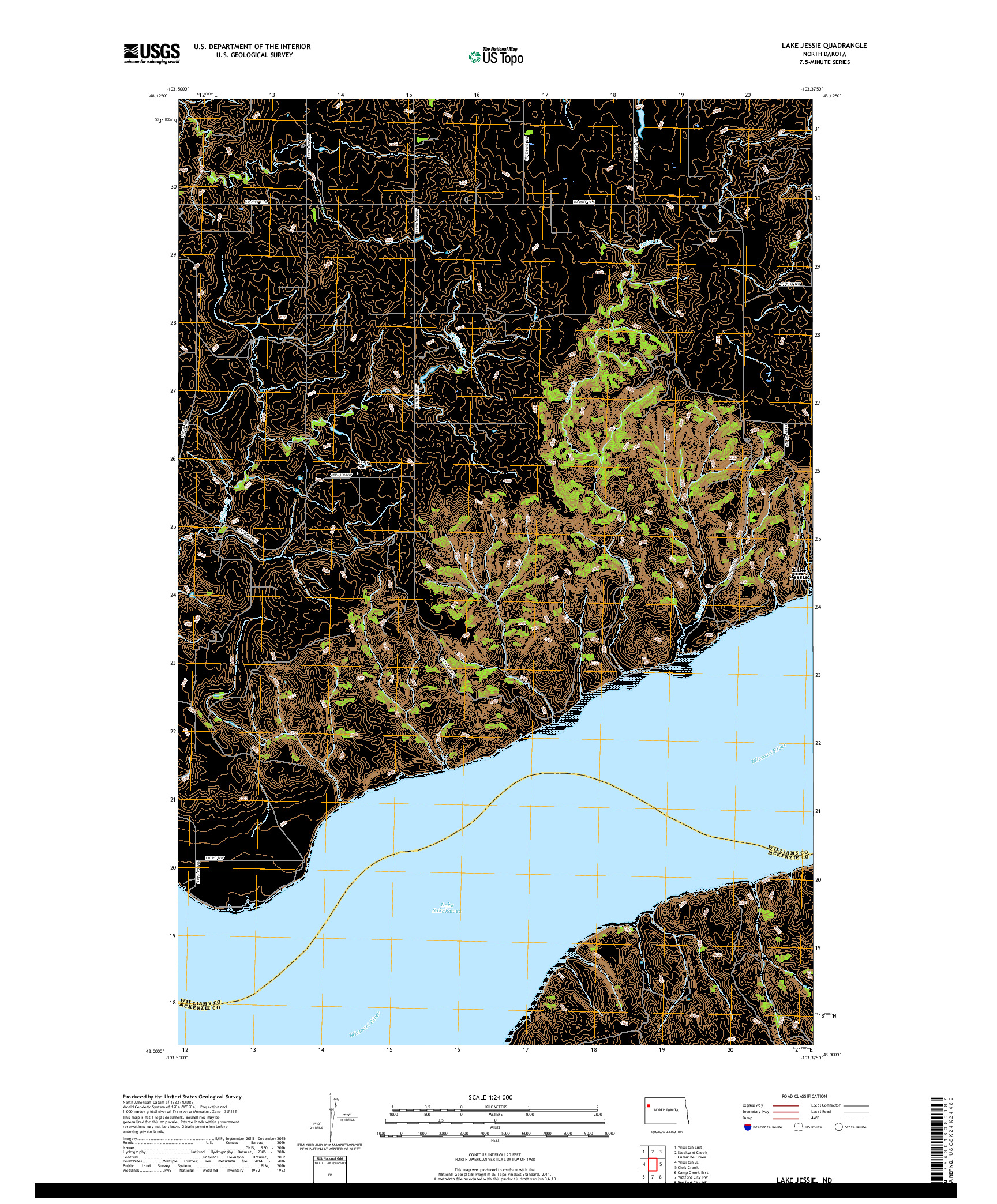 USGS US TOPO 7.5-MINUTE MAP FOR LAKE JESSIE, ND 2017