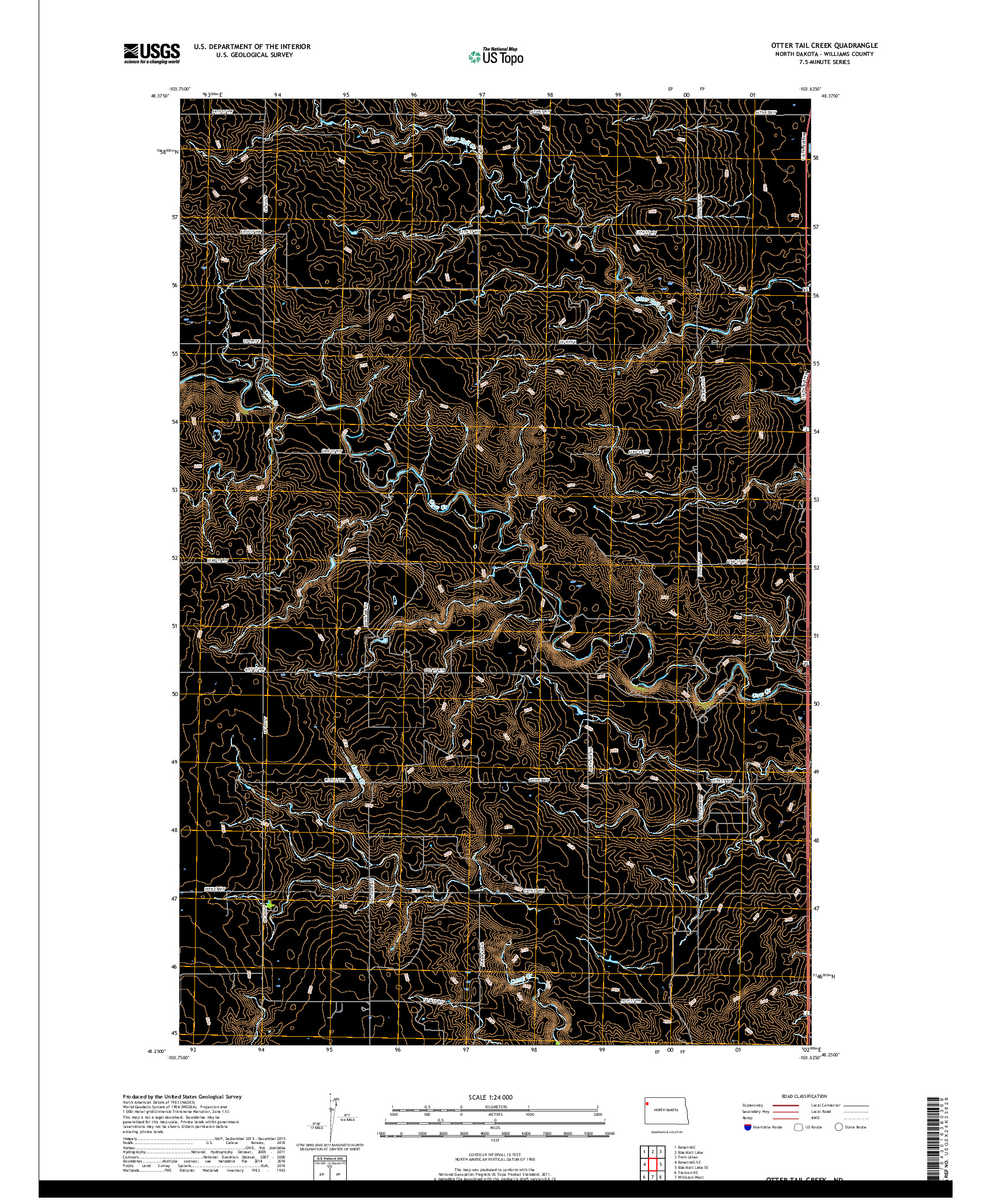 USGS US TOPO 7.5-MINUTE MAP FOR OTTER TAIL CREEK, ND 2017