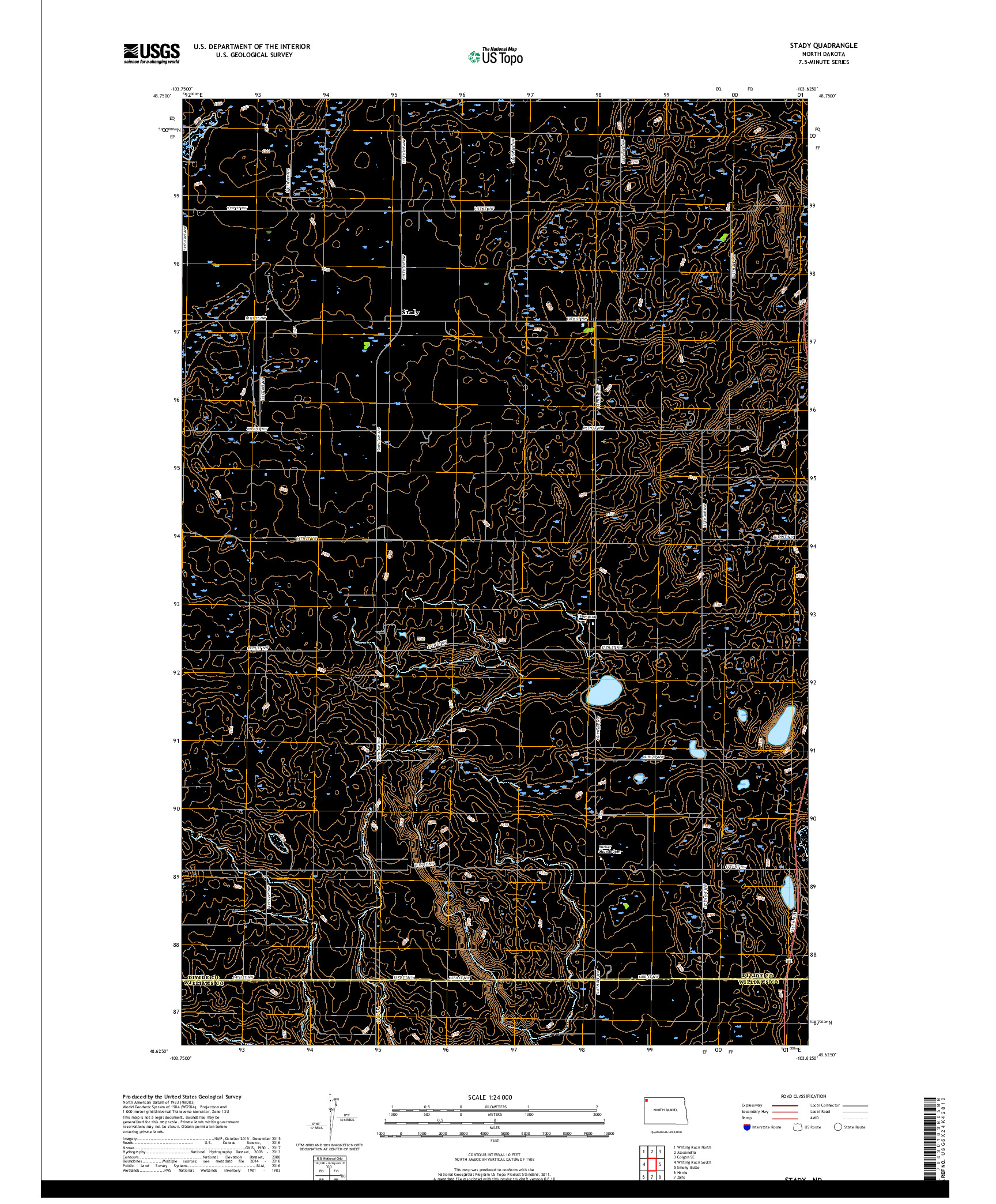 USGS US TOPO 7.5-MINUTE MAP FOR STADY, ND 2017