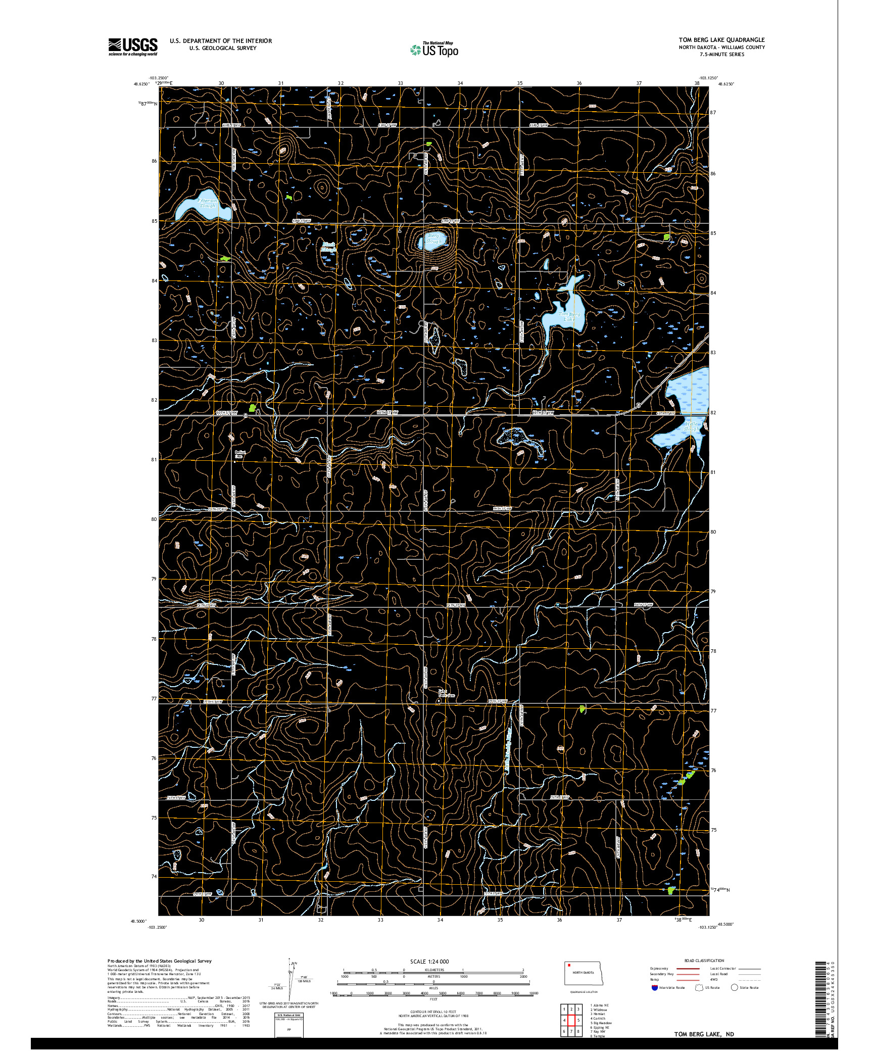 USGS US TOPO 7.5-MINUTE MAP FOR TOM BERG LAKE, ND 2017