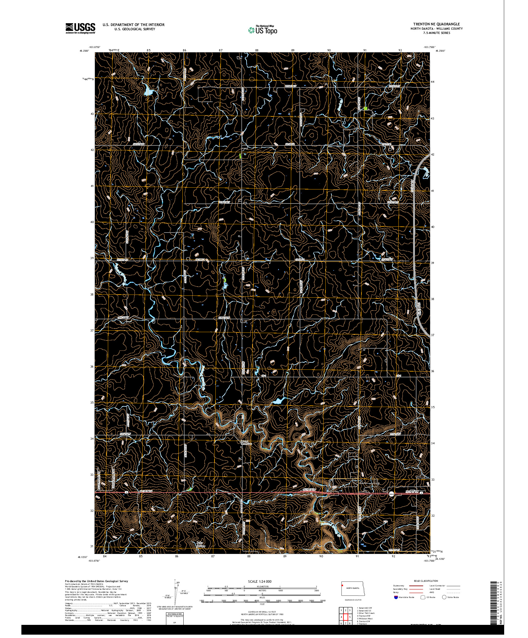 USGS US TOPO 7.5-MINUTE MAP FOR TRENTON NE, ND 2017