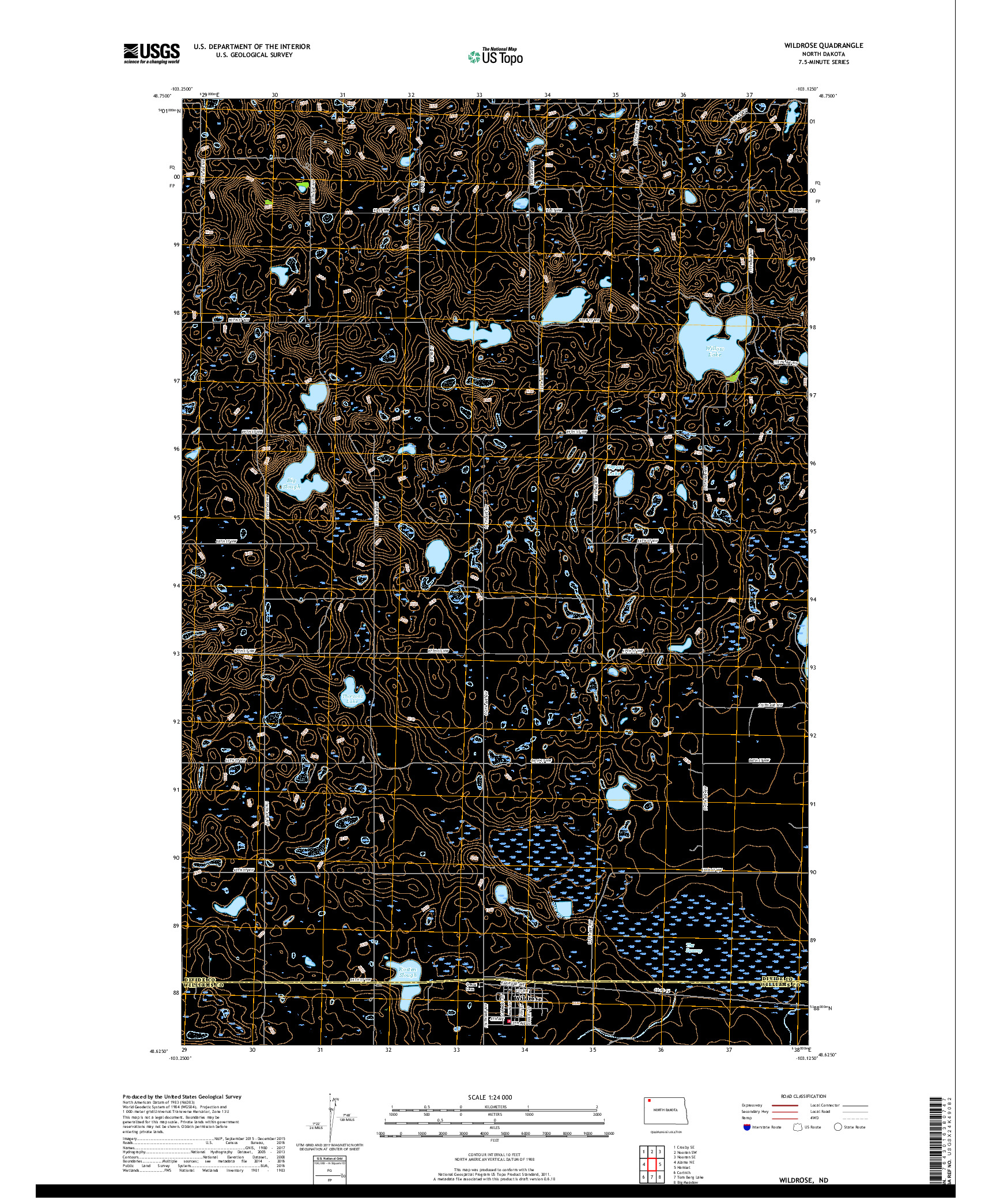 USGS US TOPO 7.5-MINUTE MAP FOR WILDROSE, ND 2017