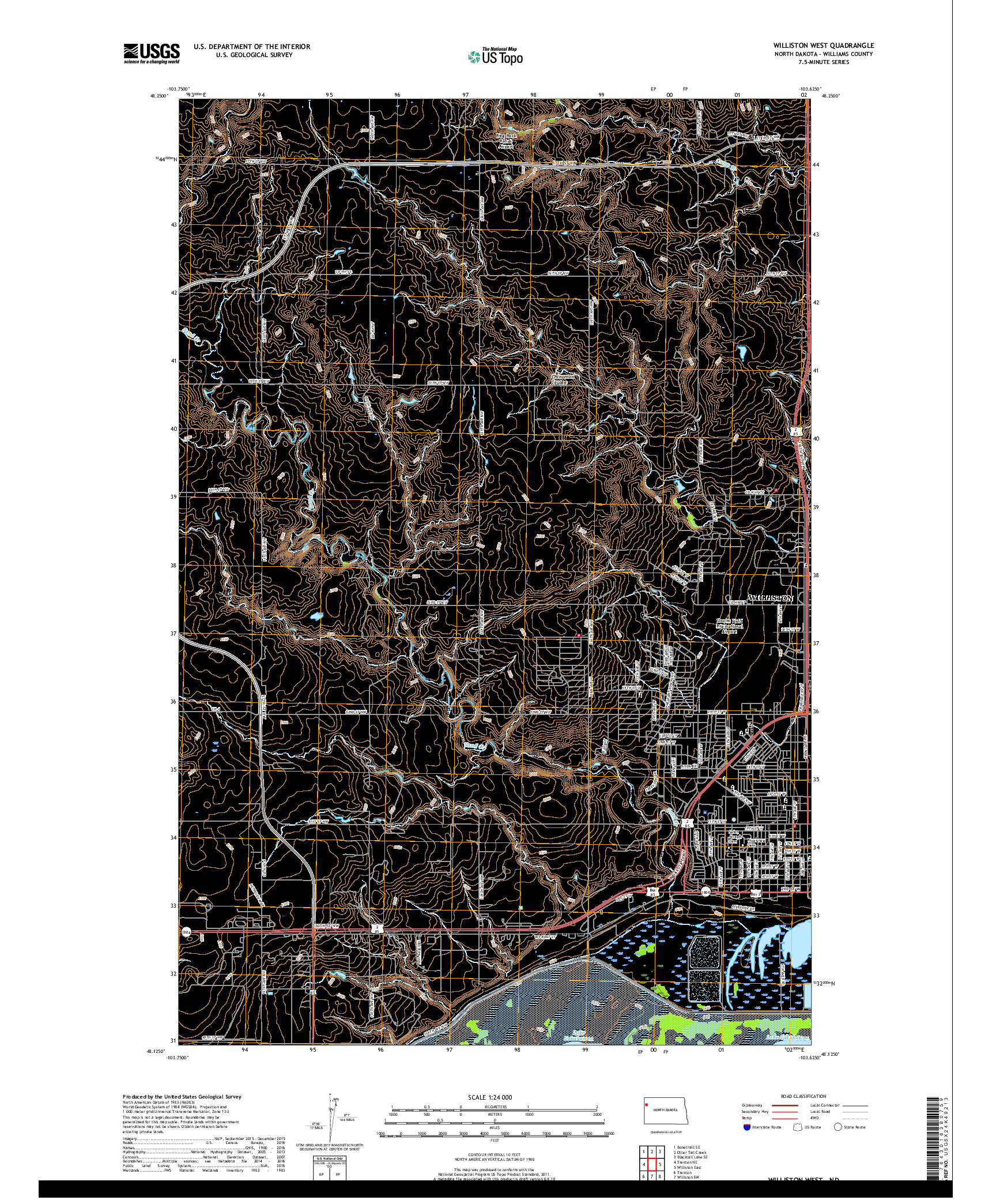 USGS US TOPO 7.5-MINUTE MAP FOR WILLISTON WEST, ND 2017