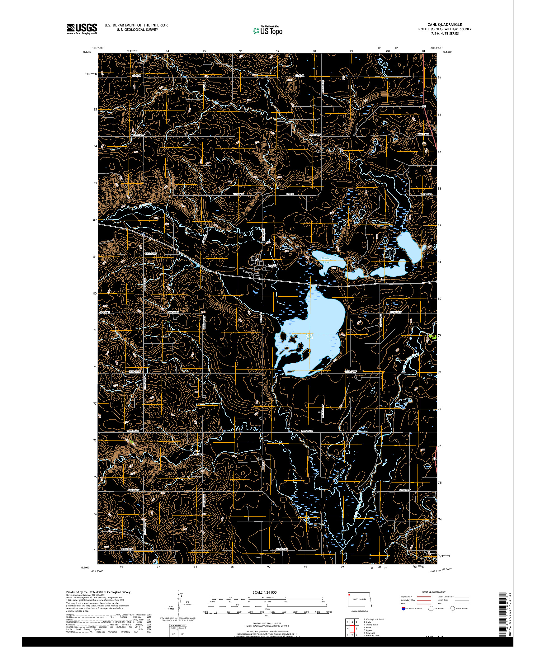 USGS US TOPO 7.5-MINUTE MAP FOR ZAHL, ND 2017