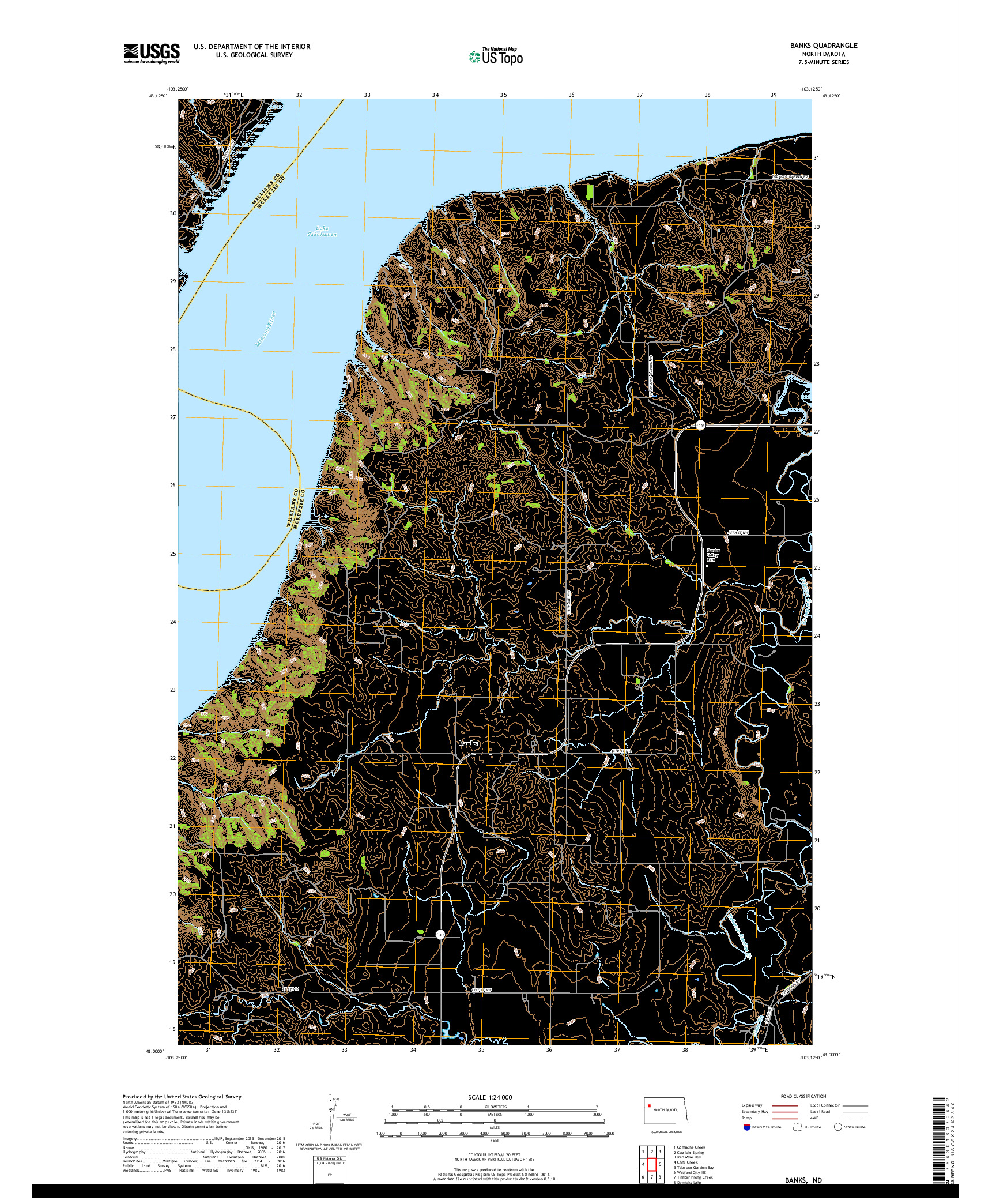 USGS US TOPO 7.5-MINUTE MAP FOR BANKS, ND 2017