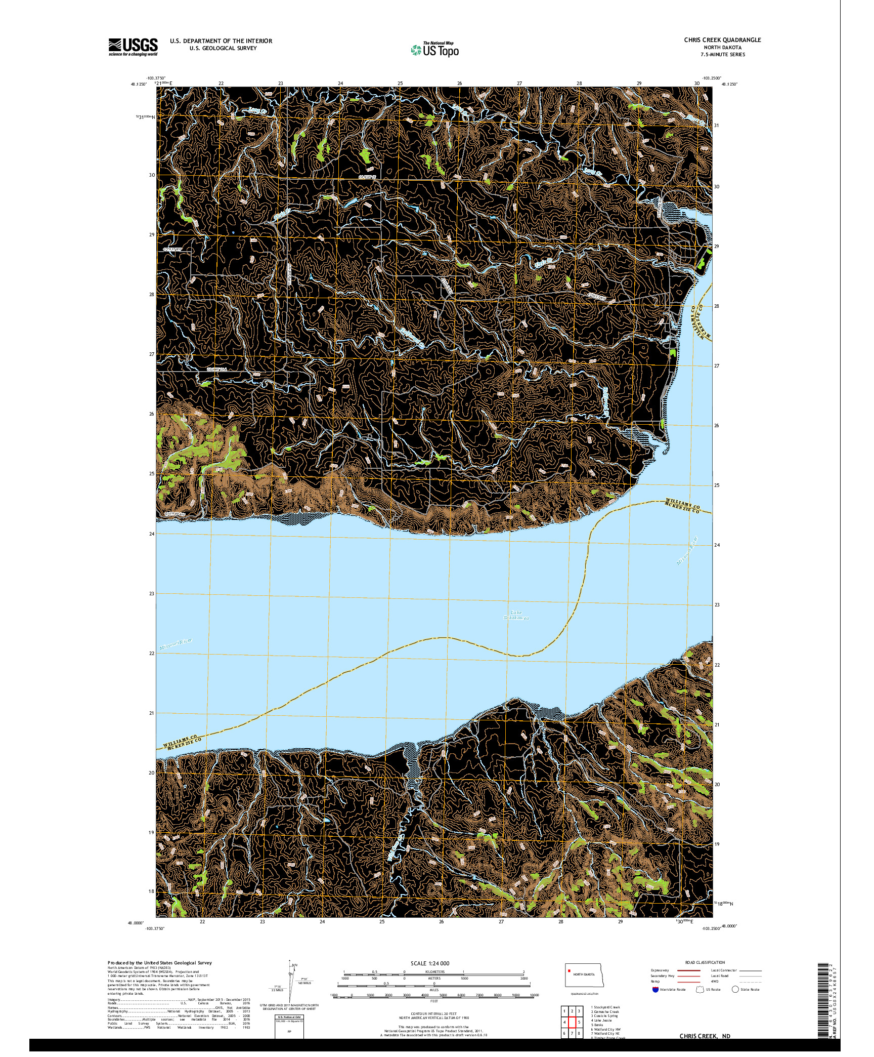 USGS US TOPO 7.5-MINUTE MAP FOR CHRIS CREEK, ND 2017