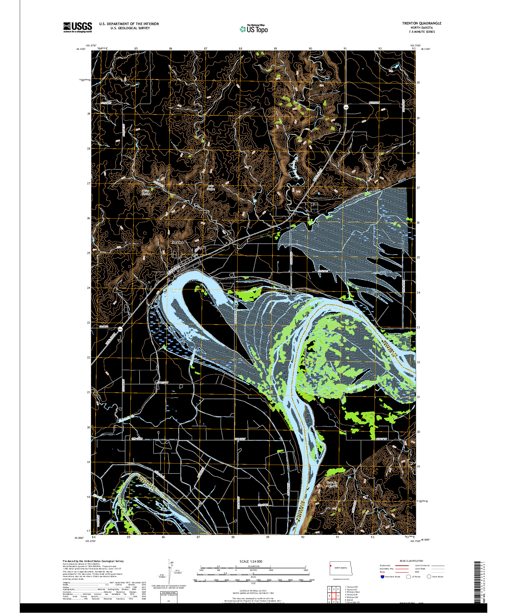 USGS US TOPO 7.5-MINUTE MAP FOR TRENTON, ND 2017