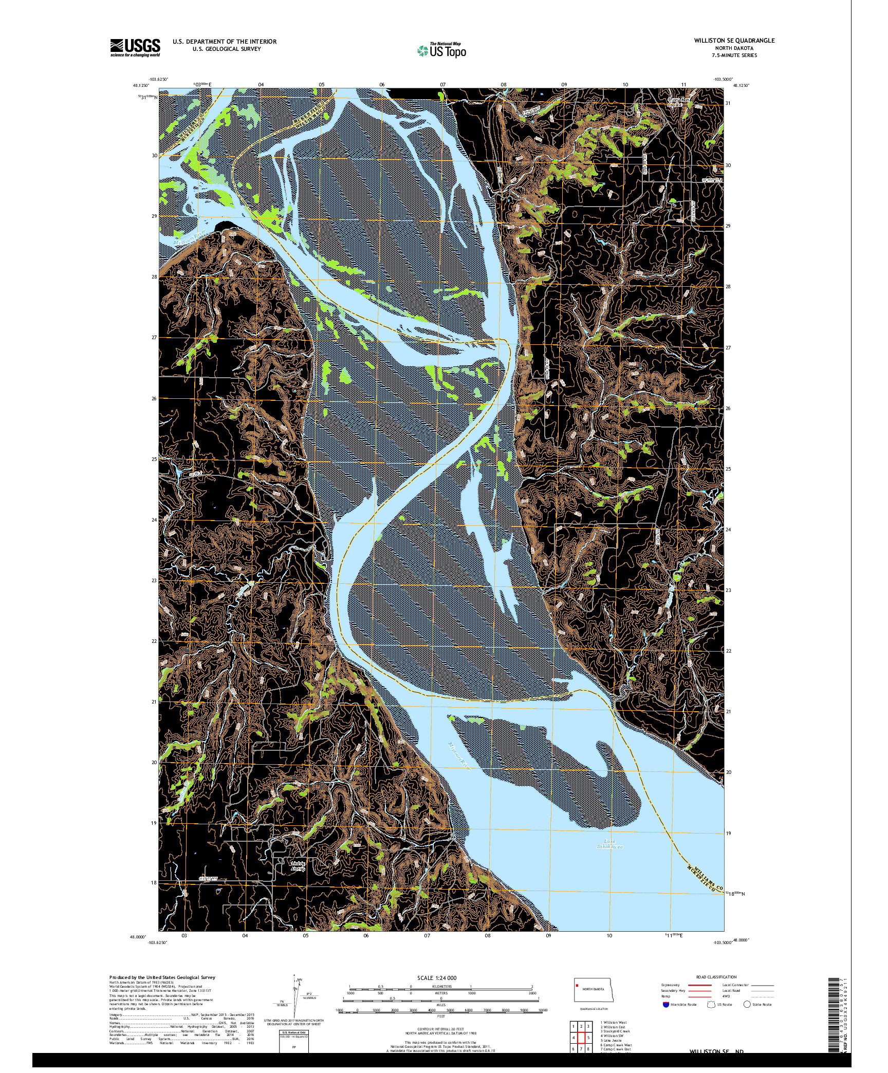 USGS US TOPO 7.5-MINUTE MAP FOR WILLISTON SE, ND 2017