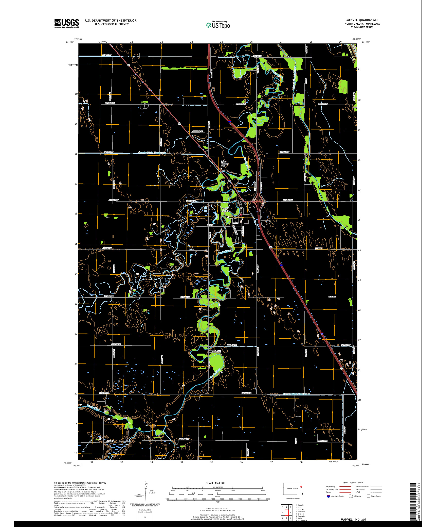 USGS US TOPO 7.5-MINUTE MAP FOR MANVEL, ND,MN 2017