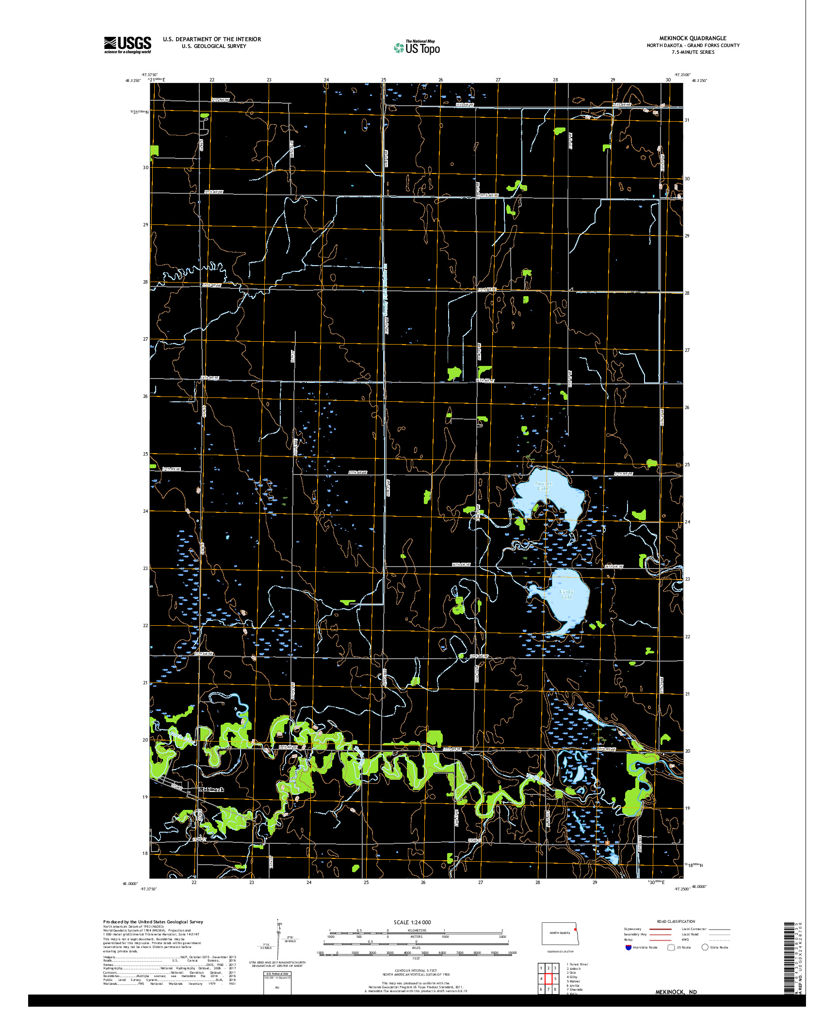 USGS US TOPO 7.5-MINUTE MAP FOR MEKINOCK, ND 2017