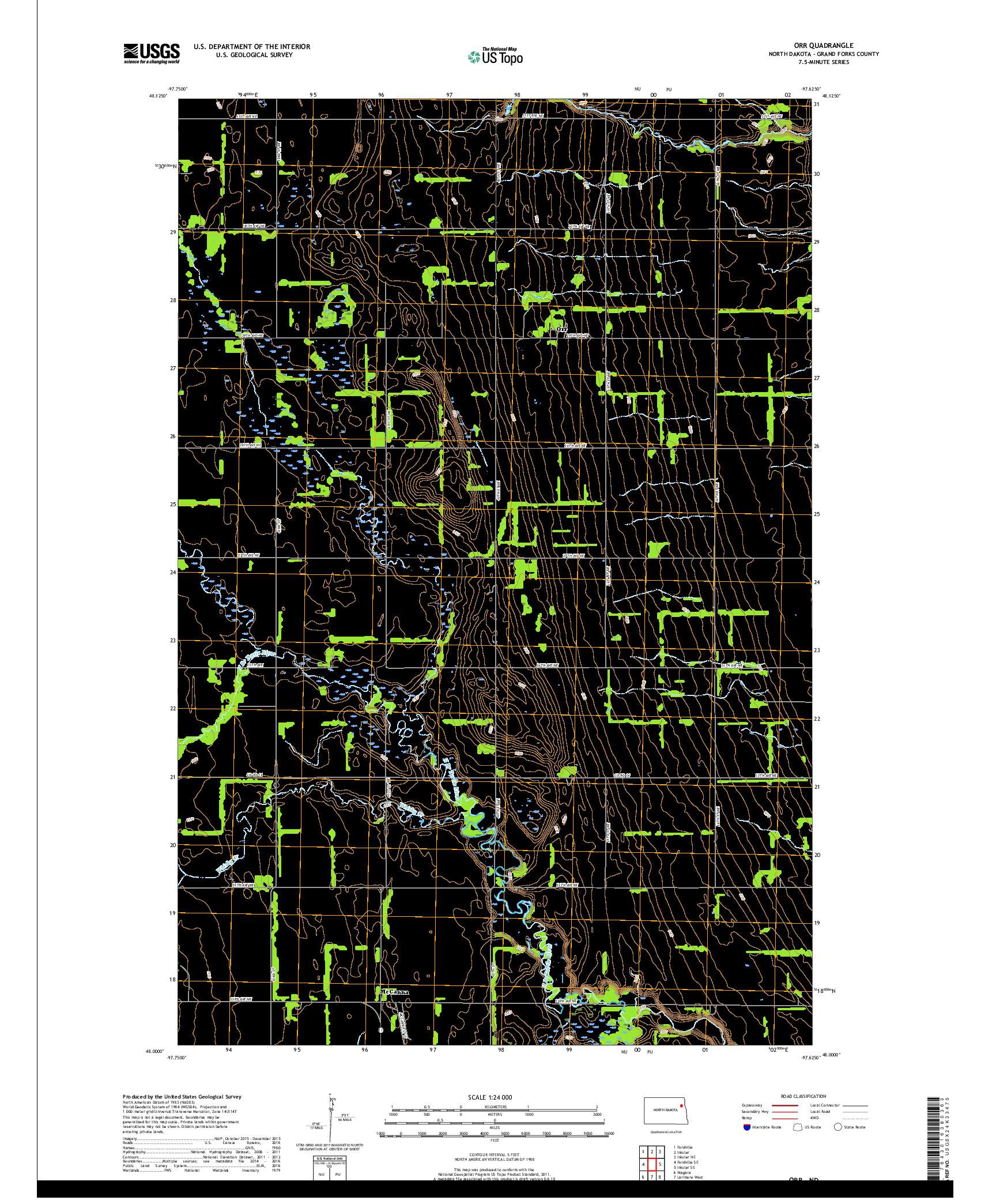 USGS US TOPO 7.5-MINUTE MAP FOR ORR, ND 2017