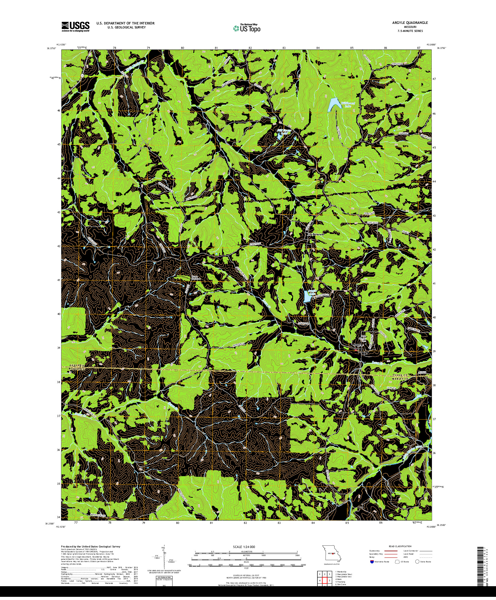 USGS US TOPO 7.5-MINUTE MAP FOR ARGYLE, MO 2017