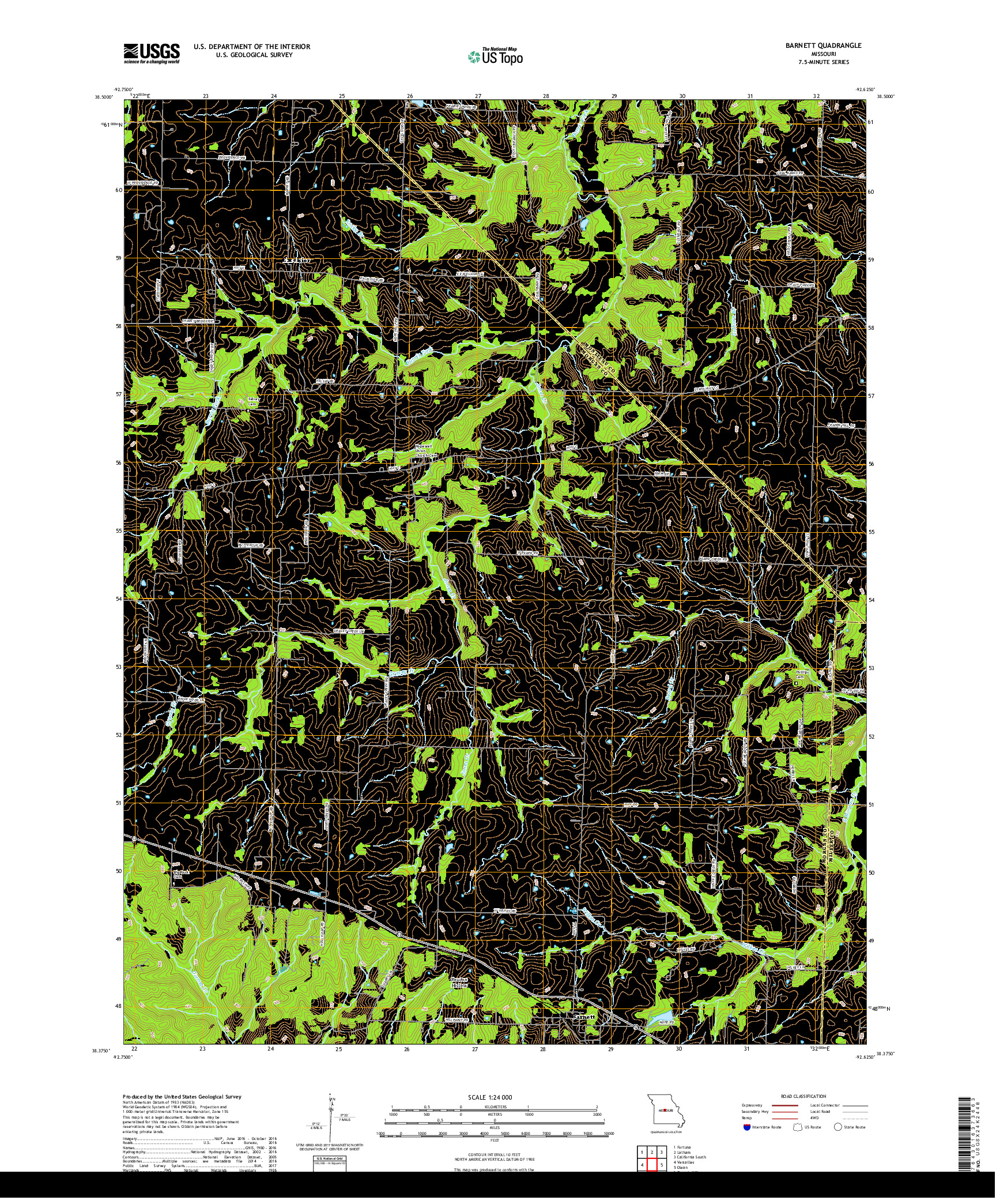 USGS US TOPO 7.5-MINUTE MAP FOR BARNETT, MO 2017