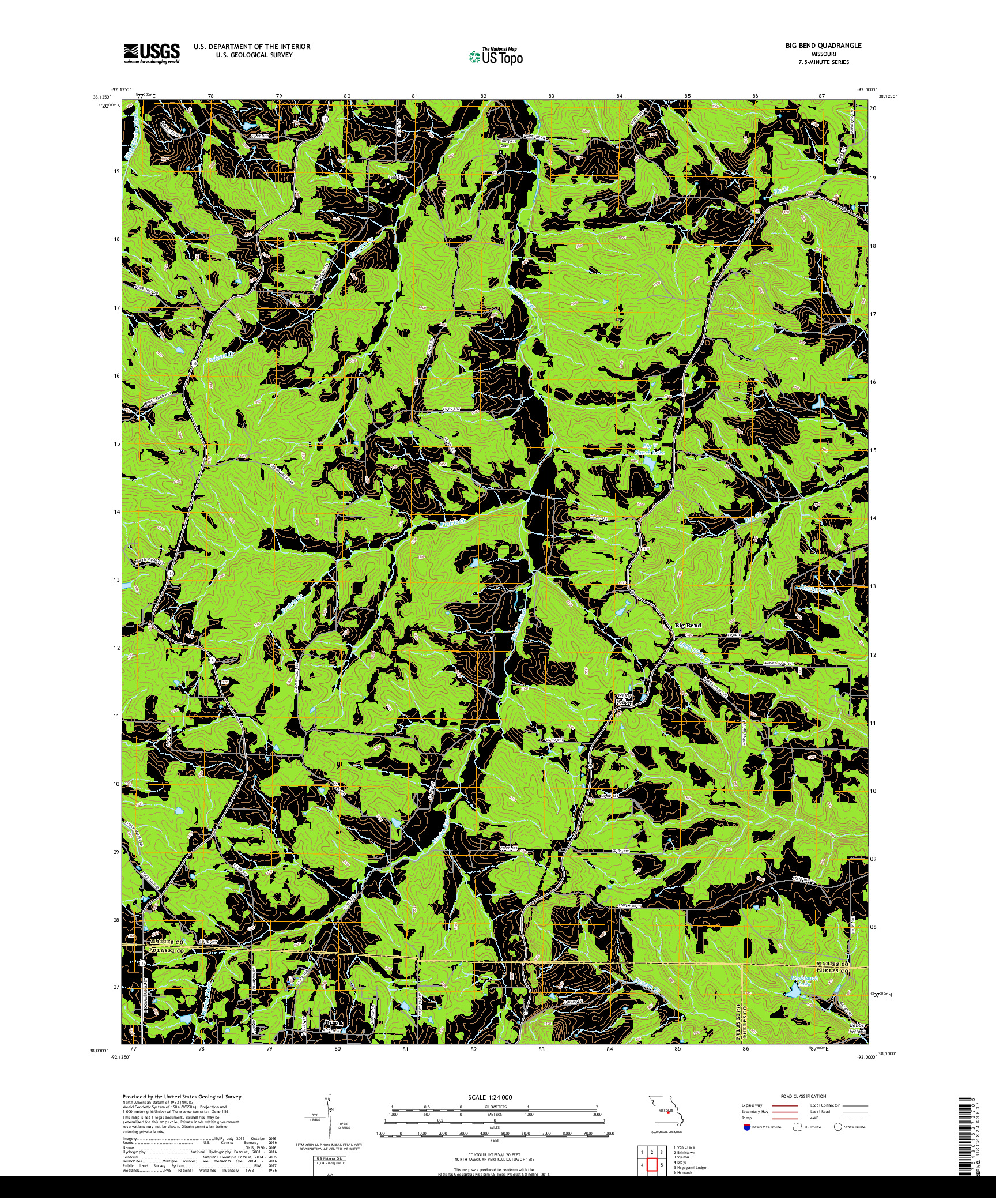 USGS US TOPO 7.5-MINUTE MAP FOR BIG BEND, MO 2017