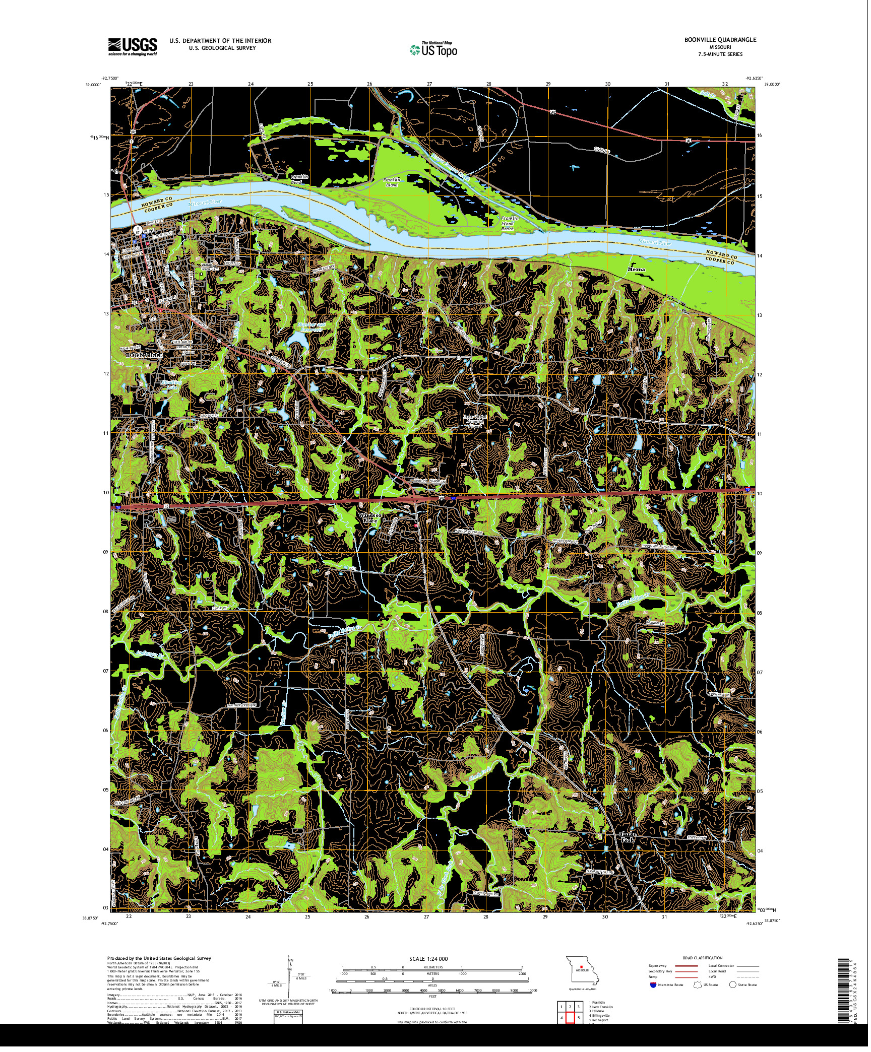 USGS US TOPO 7.5-MINUTE MAP FOR BOONVILLE, MO 2017