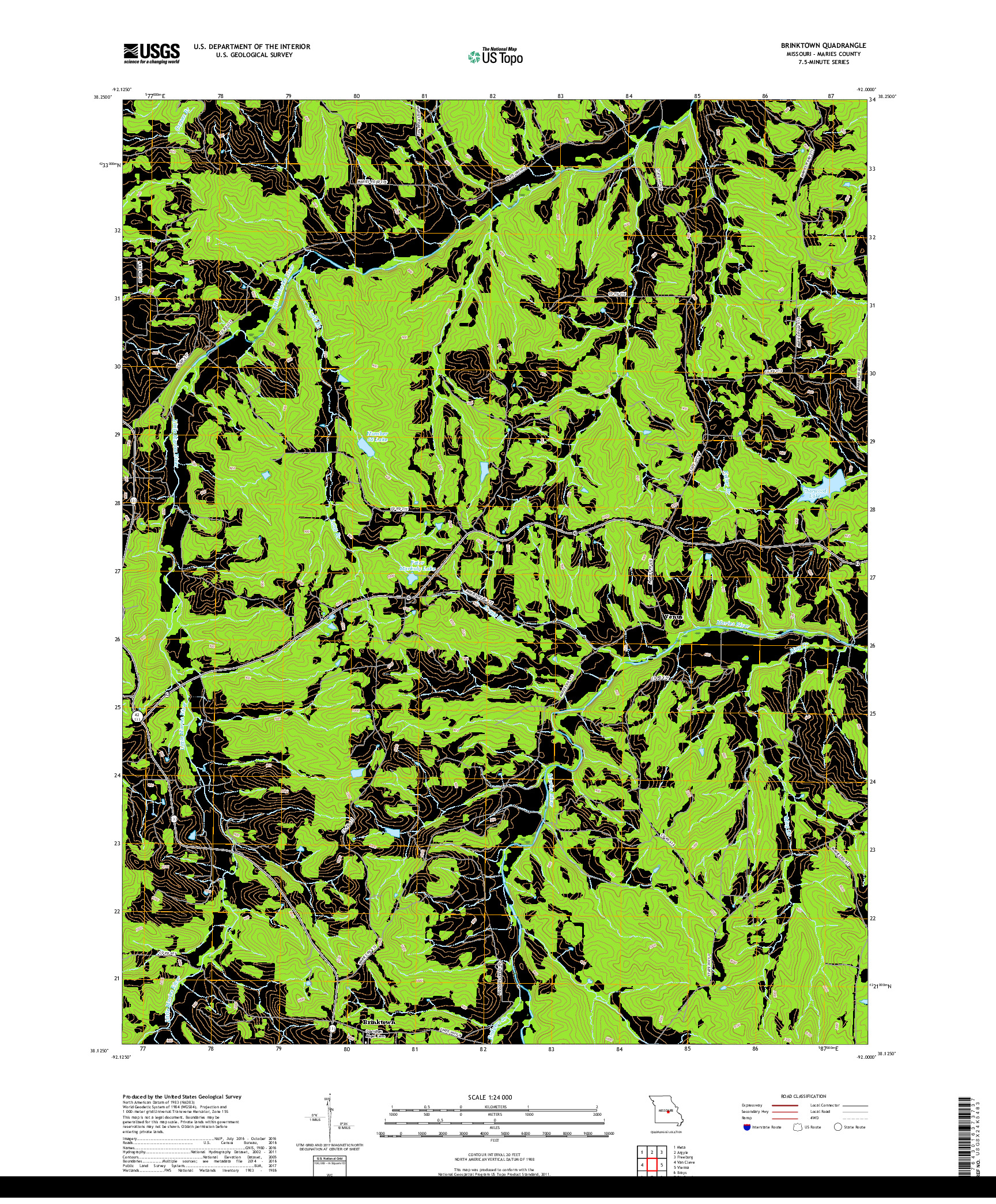 USGS US TOPO 7.5-MINUTE MAP FOR BRINKTOWN, MO 2017