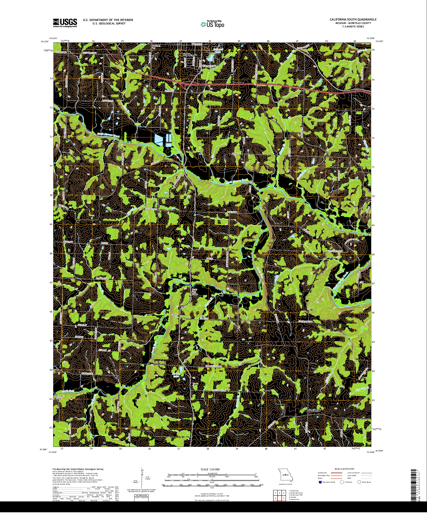 USGS US TOPO 7.5-MINUTE MAP FOR CALIFORNIA SOUTH, MO 2017