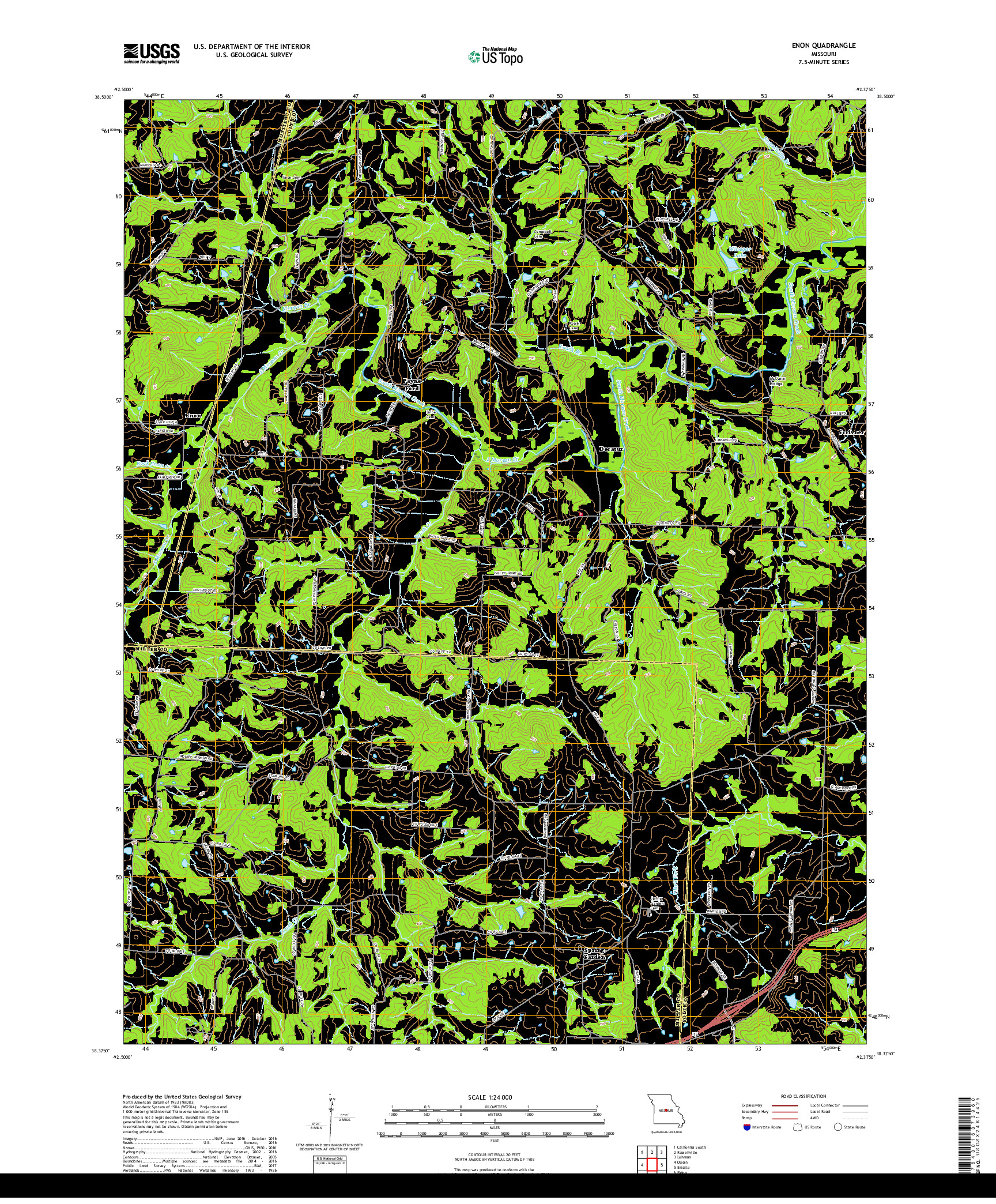 USGS US TOPO 7.5-MINUTE MAP FOR ENON, MO 2017