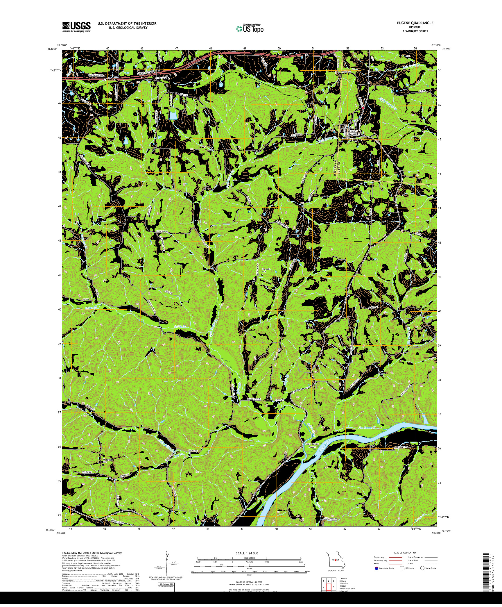 USGS US TOPO 7.5-MINUTE MAP FOR EUGENE, MO 2017