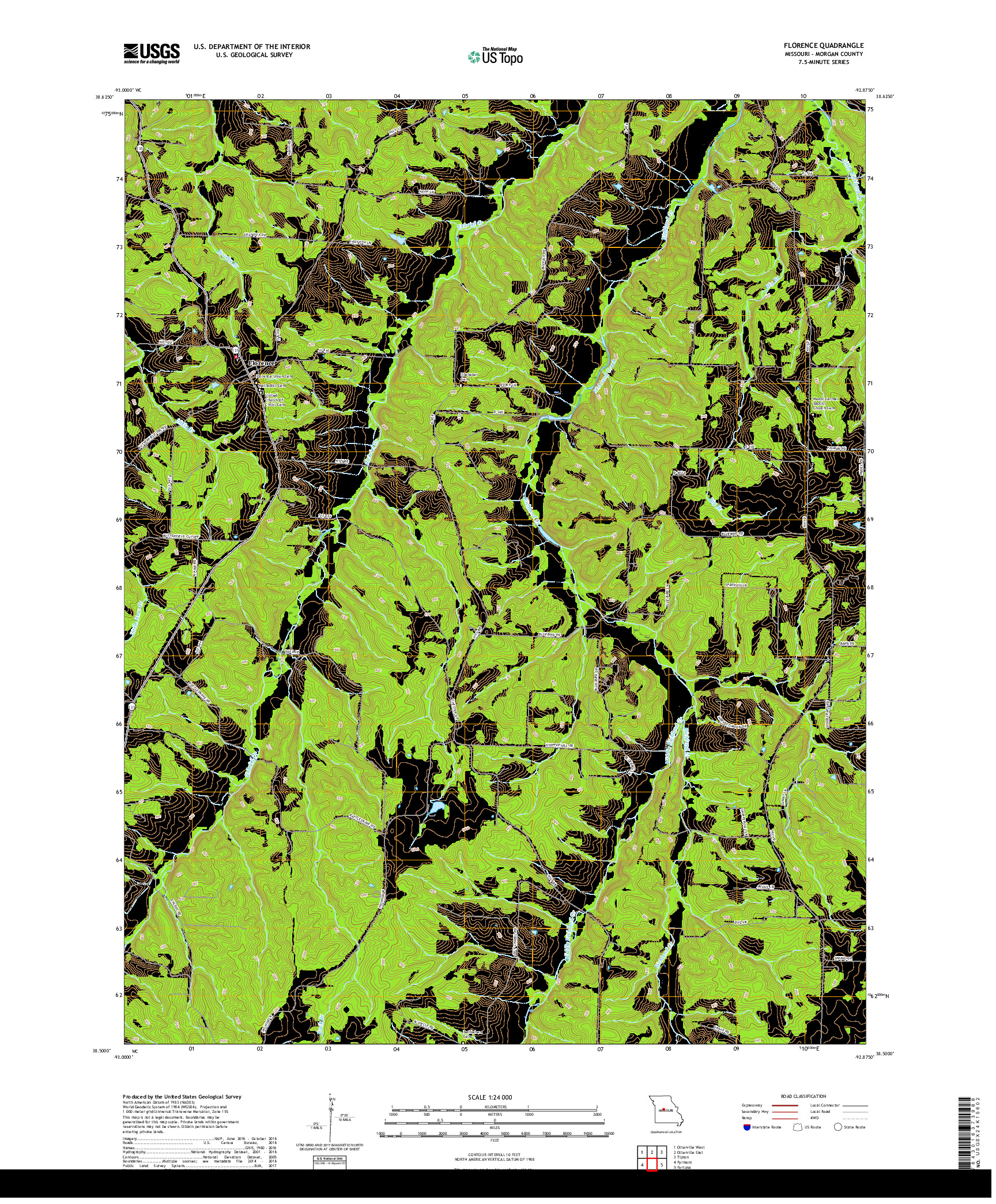 USGS US TOPO 7.5-MINUTE MAP FOR FLORENCE, MO 2017