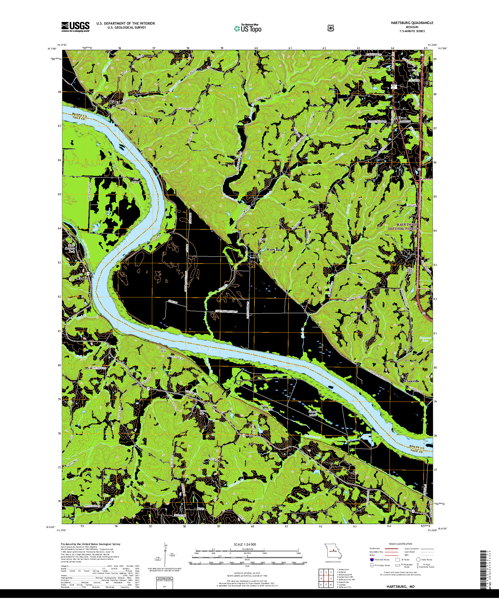 USGS US TOPO 7.5-MINUTE MAP FOR HARTSBURG, MO 2017