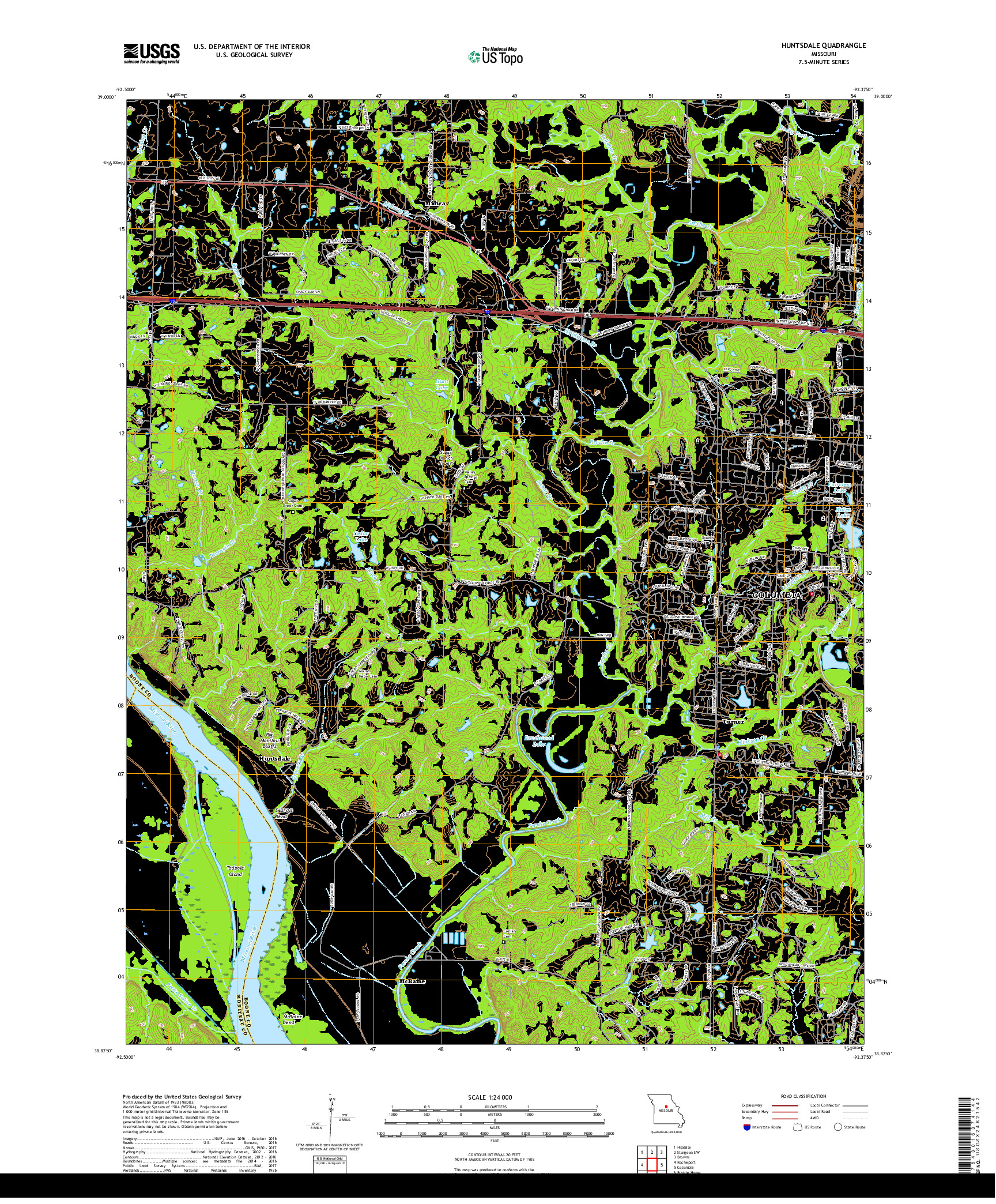 USGS US TOPO 7.5-MINUTE MAP FOR HUNTSDALE, MO 2017