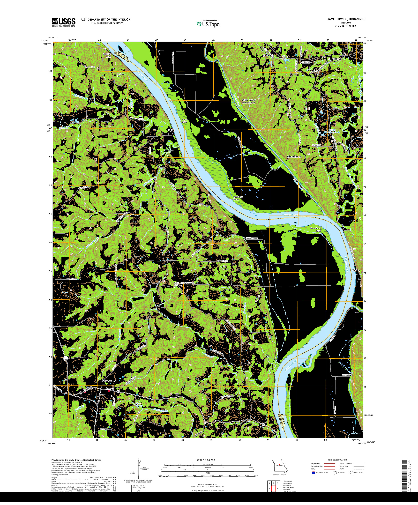 USGS US TOPO 7.5-MINUTE MAP FOR JAMESTOWN, MO 2017