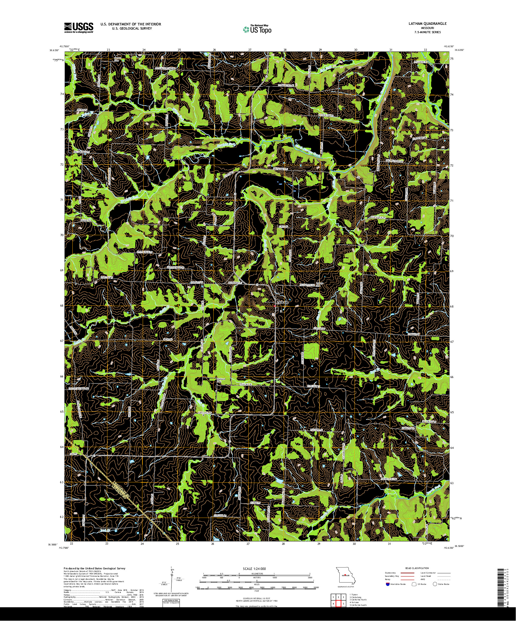 USGS US TOPO 7.5-MINUTE MAP FOR LATHAM, MO 2017