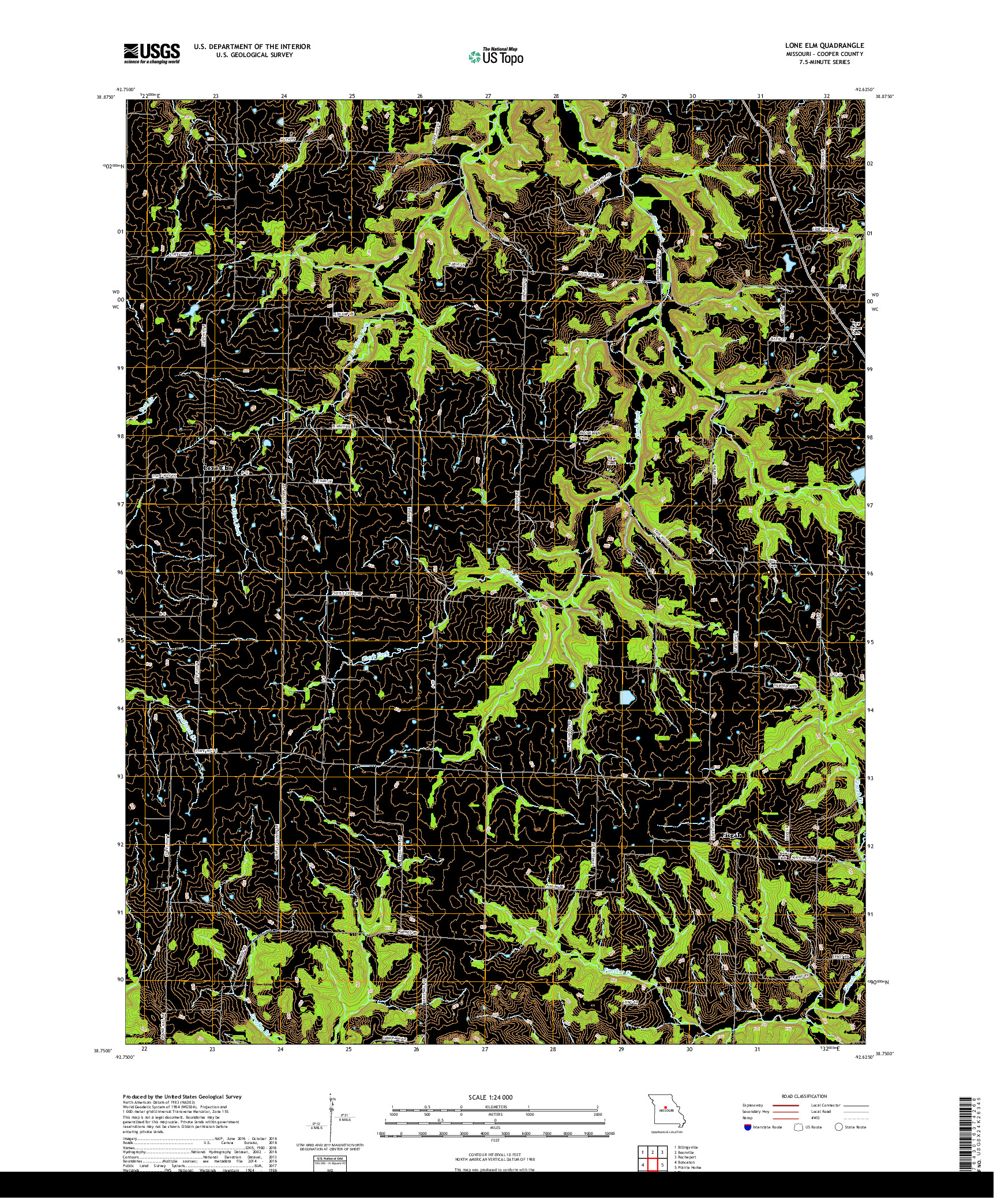 USGS US TOPO 7.5-MINUTE MAP FOR LONE ELM, MO 2017