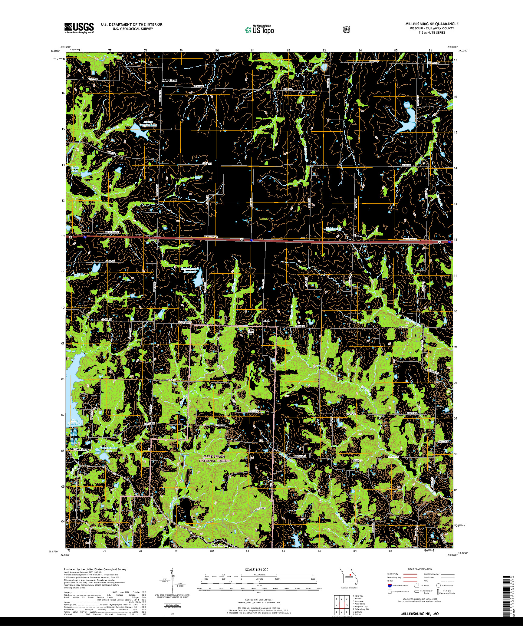 USGS US TOPO 7.5-MINUTE MAP FOR MILLERSBURG NE, MO 2017