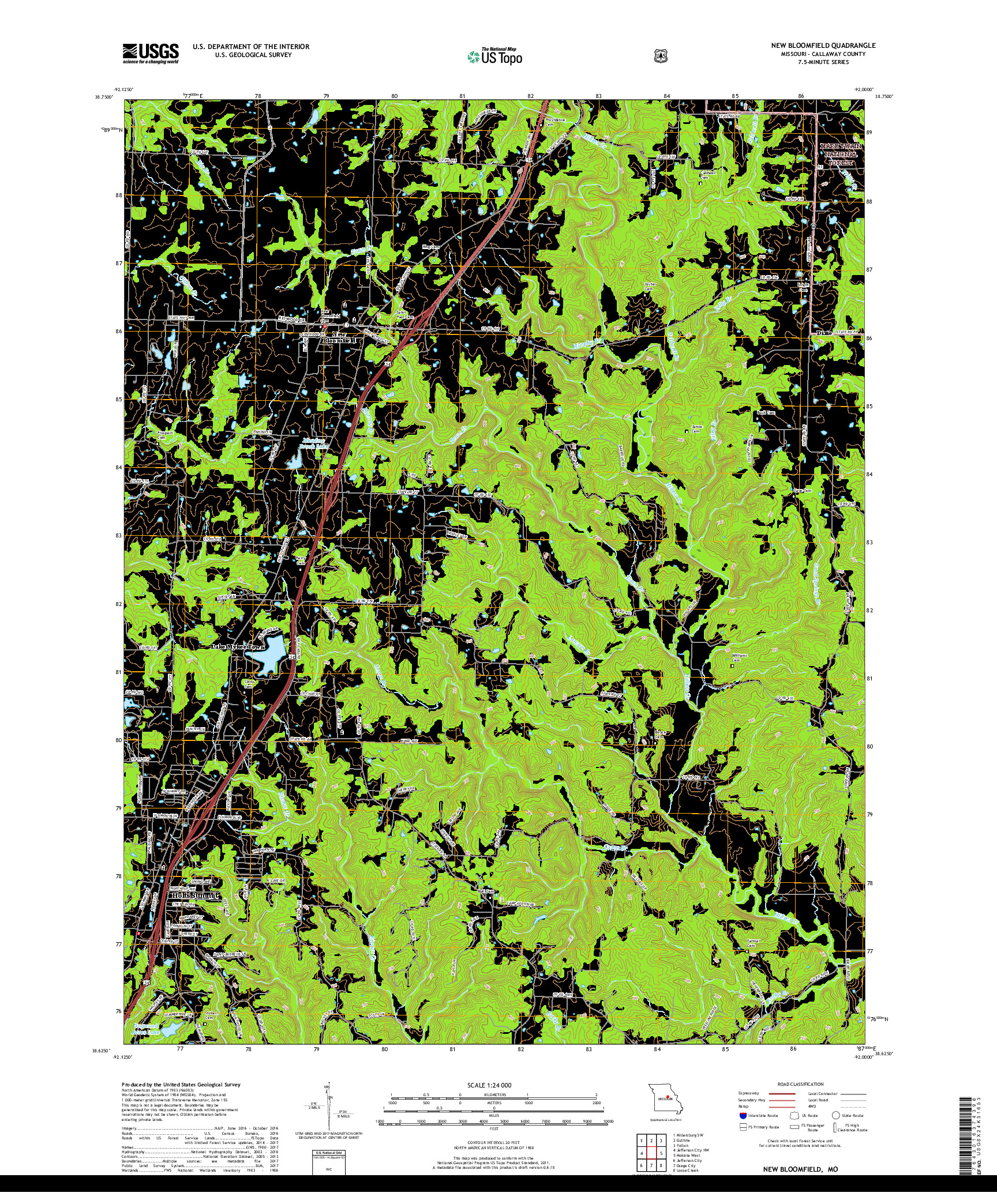 USGS US TOPO 7.5-MINUTE MAP FOR NEW BLOOMFIELD, MO 2017