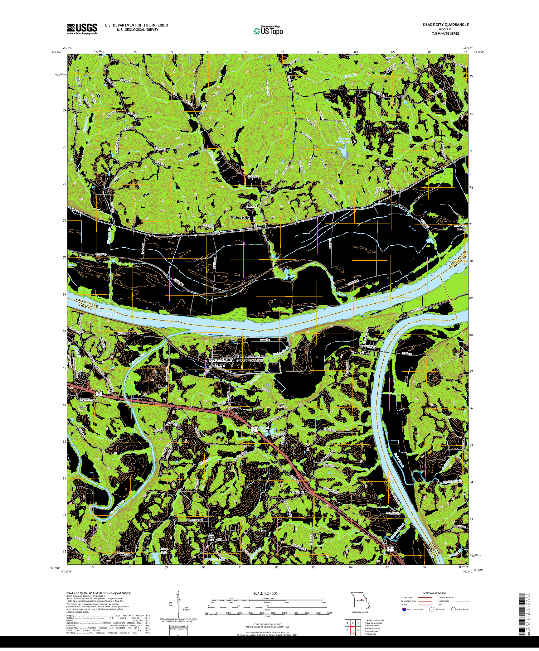 USGS US TOPO 7.5-MINUTE MAP FOR OSAGE CITY, MO 2017