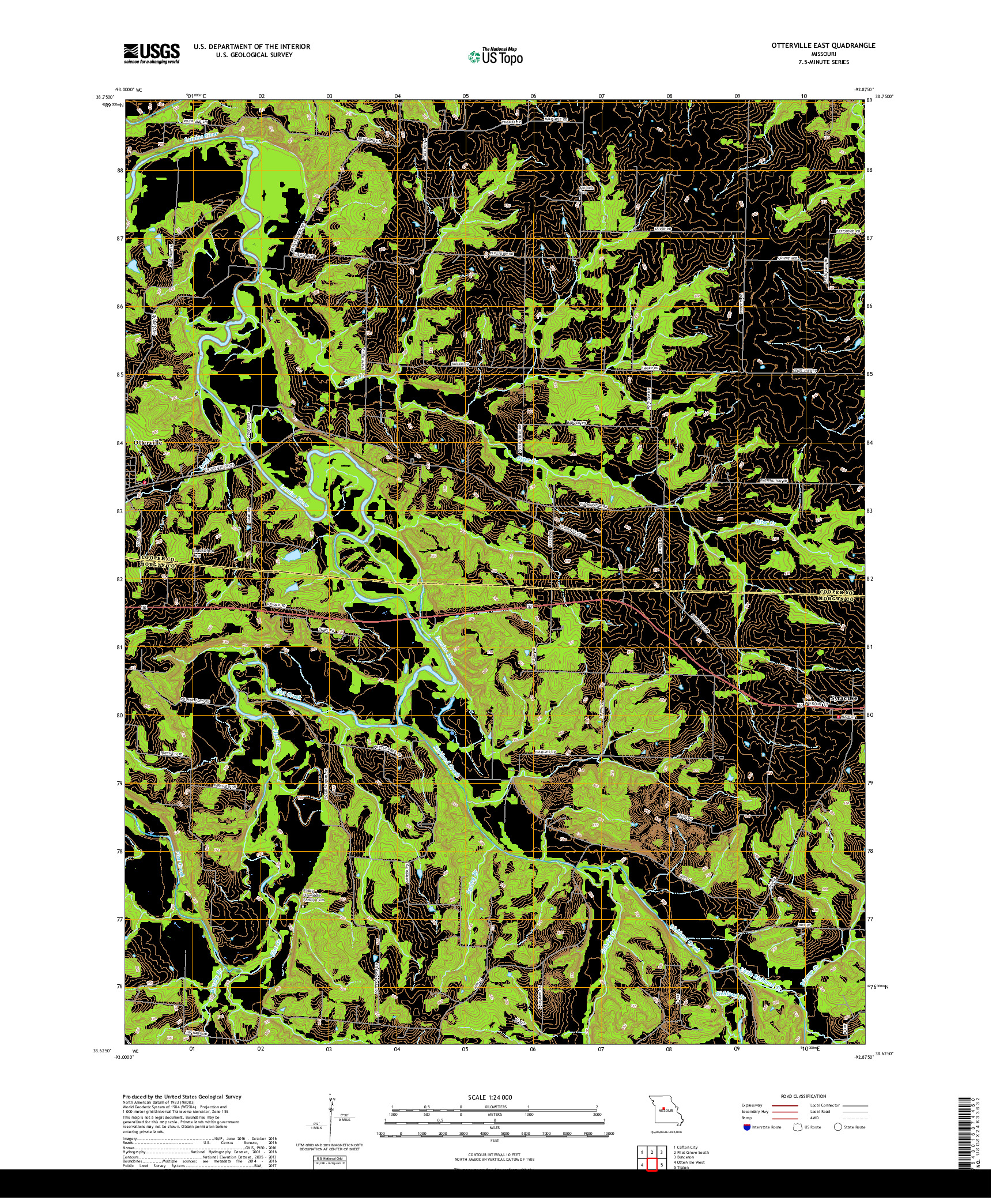 USGS US TOPO 7.5-MINUTE MAP FOR OTTERVILLE EAST, MO 2017