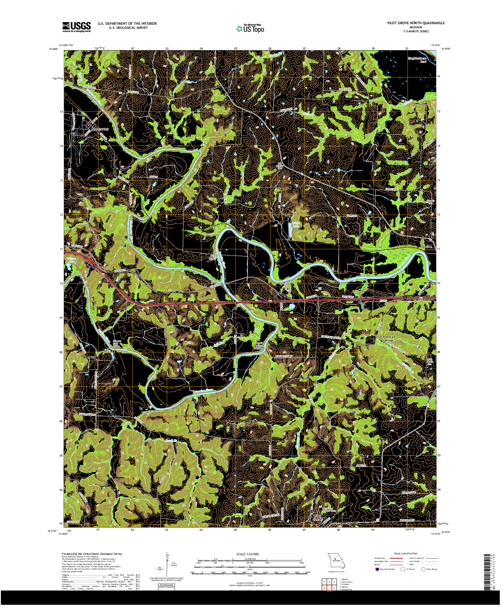 USGS US TOPO 7.5-MINUTE MAP FOR PILOT GROVE NORTH, MO 2017