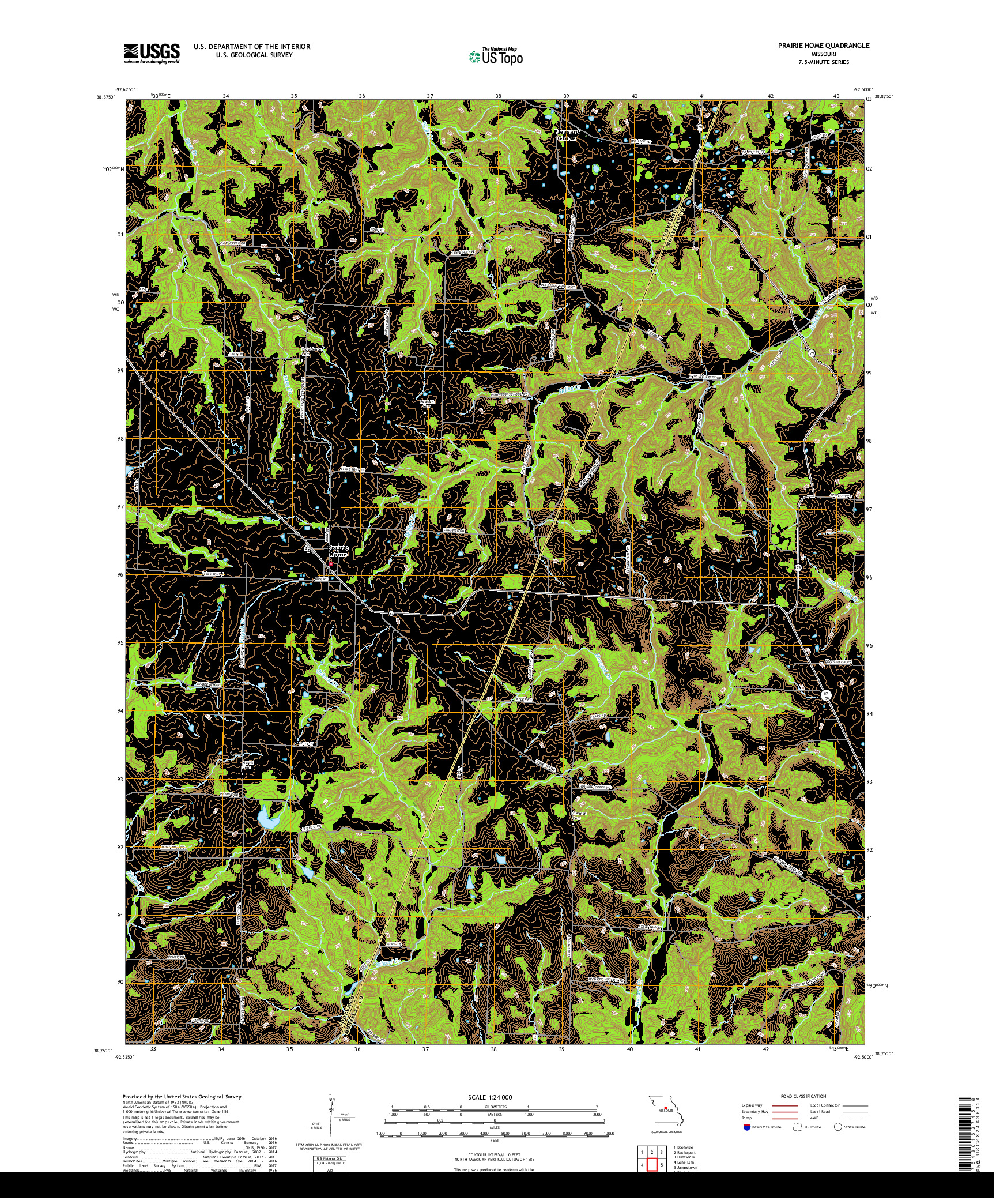 USGS US TOPO 7.5-MINUTE MAP FOR PRAIRIE HOME, MO 2017