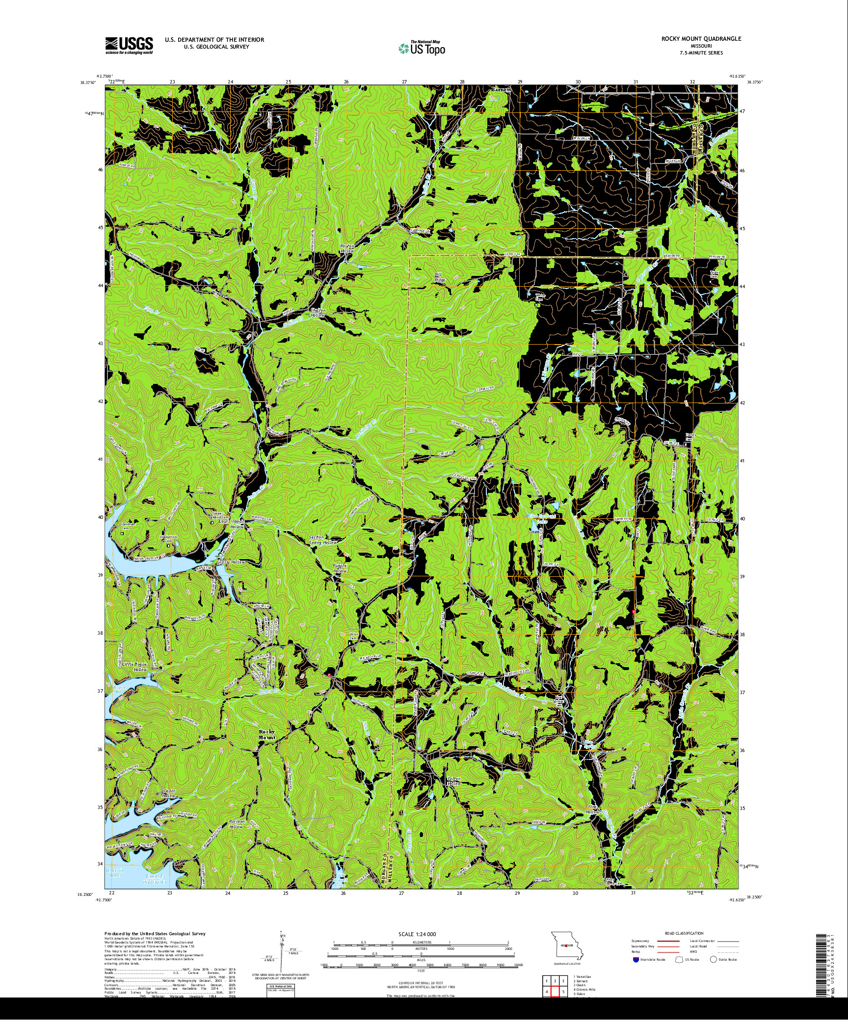 USGS US TOPO 7.5-MINUTE MAP FOR ROCKY MOUNT, MO 2017