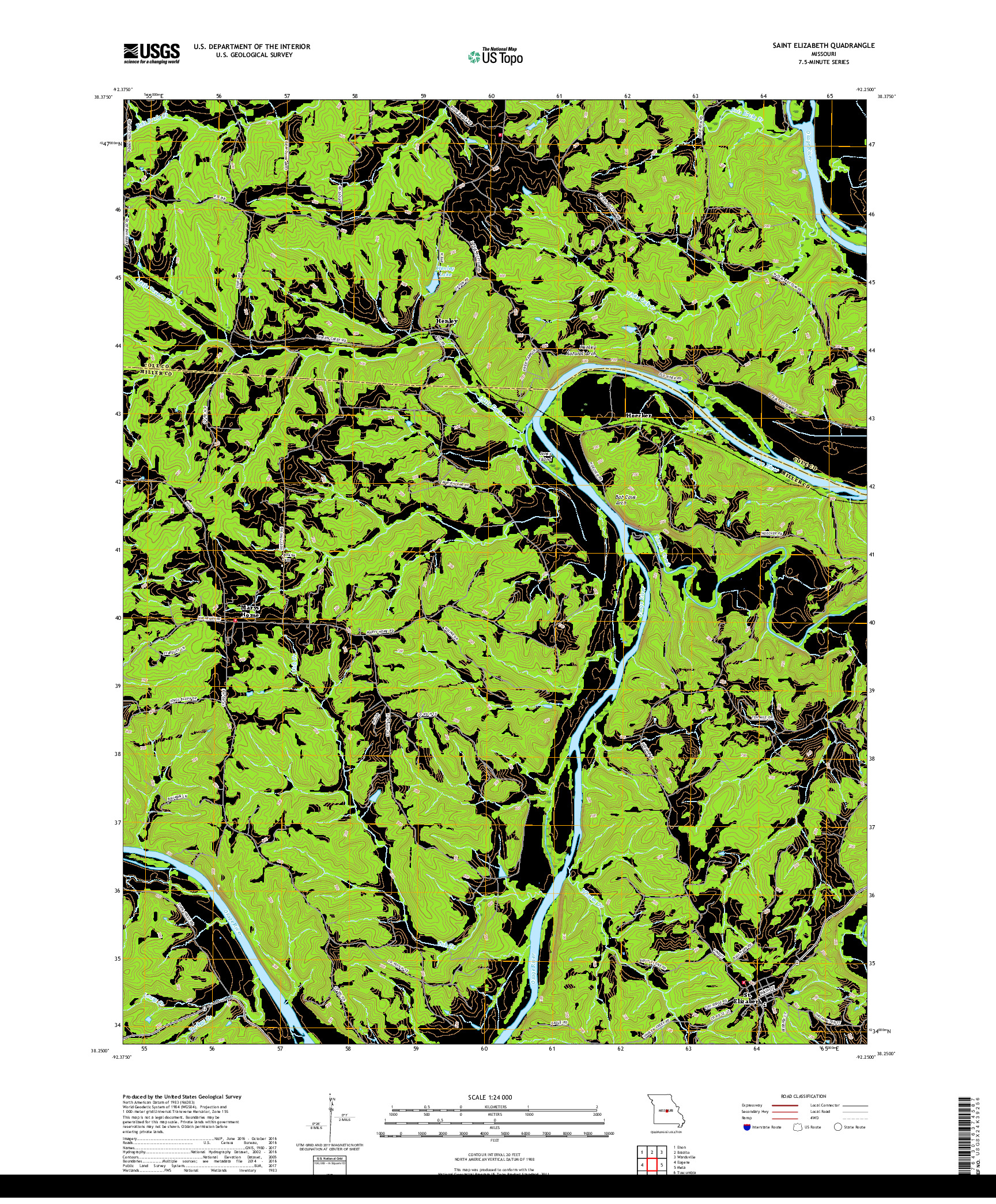 USGS US TOPO 7.5-MINUTE MAP FOR SAINT ELIZABETH, MO 2017