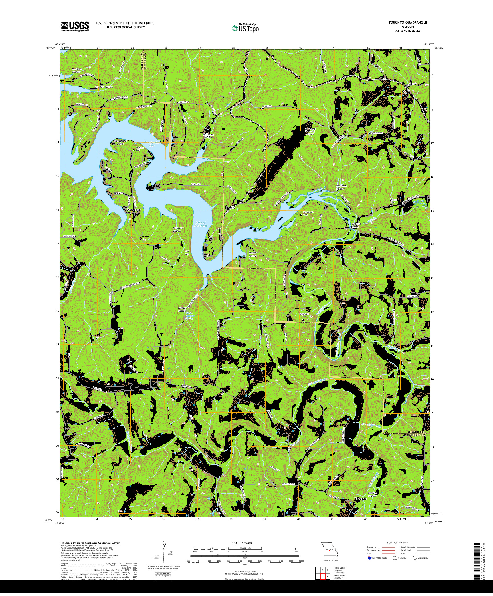 USGS US TOPO 7.5-MINUTE MAP FOR TORONTO, MO 2017