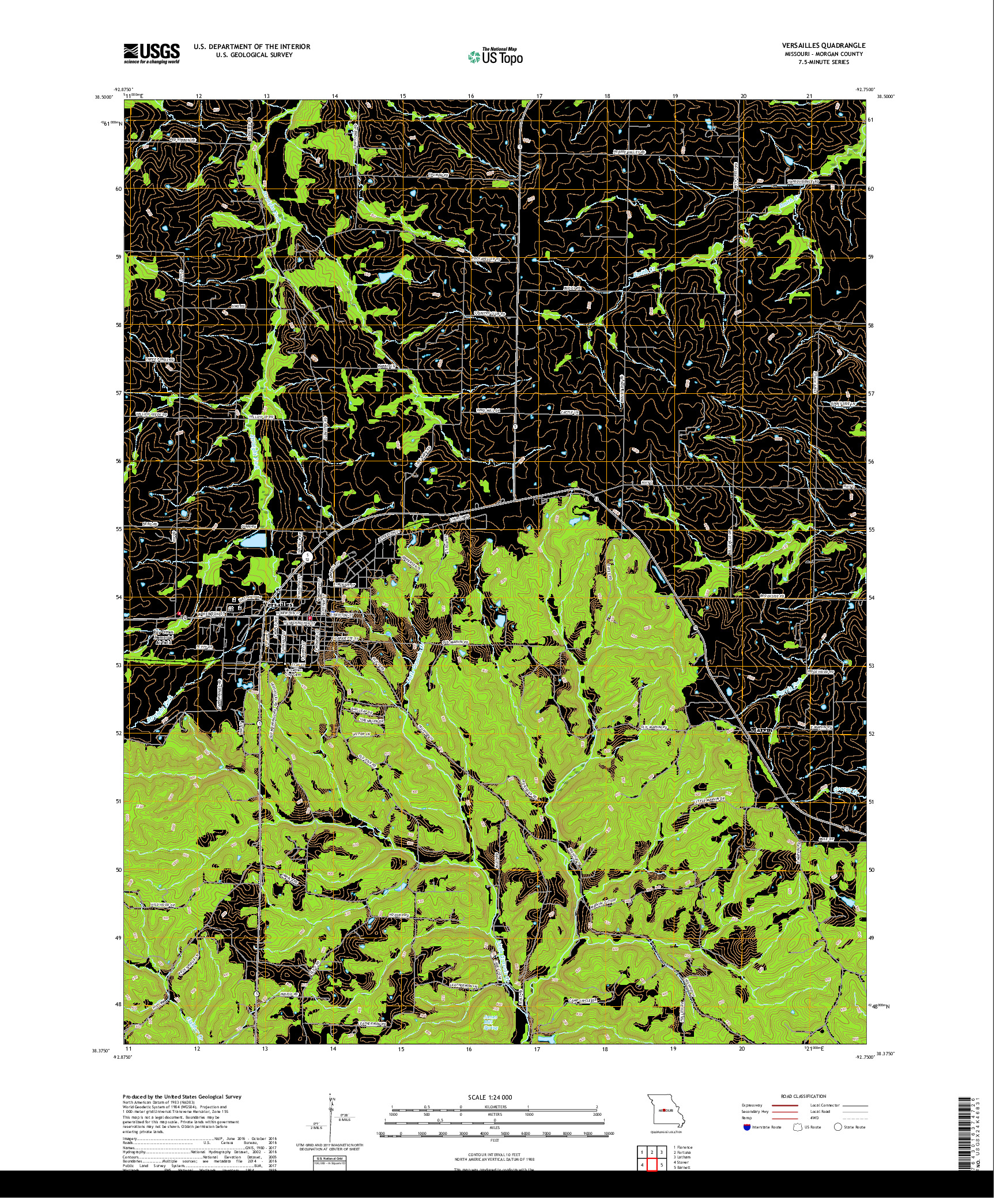USGS US TOPO 7.5-MINUTE MAP FOR VERSAILLES, MO 2017